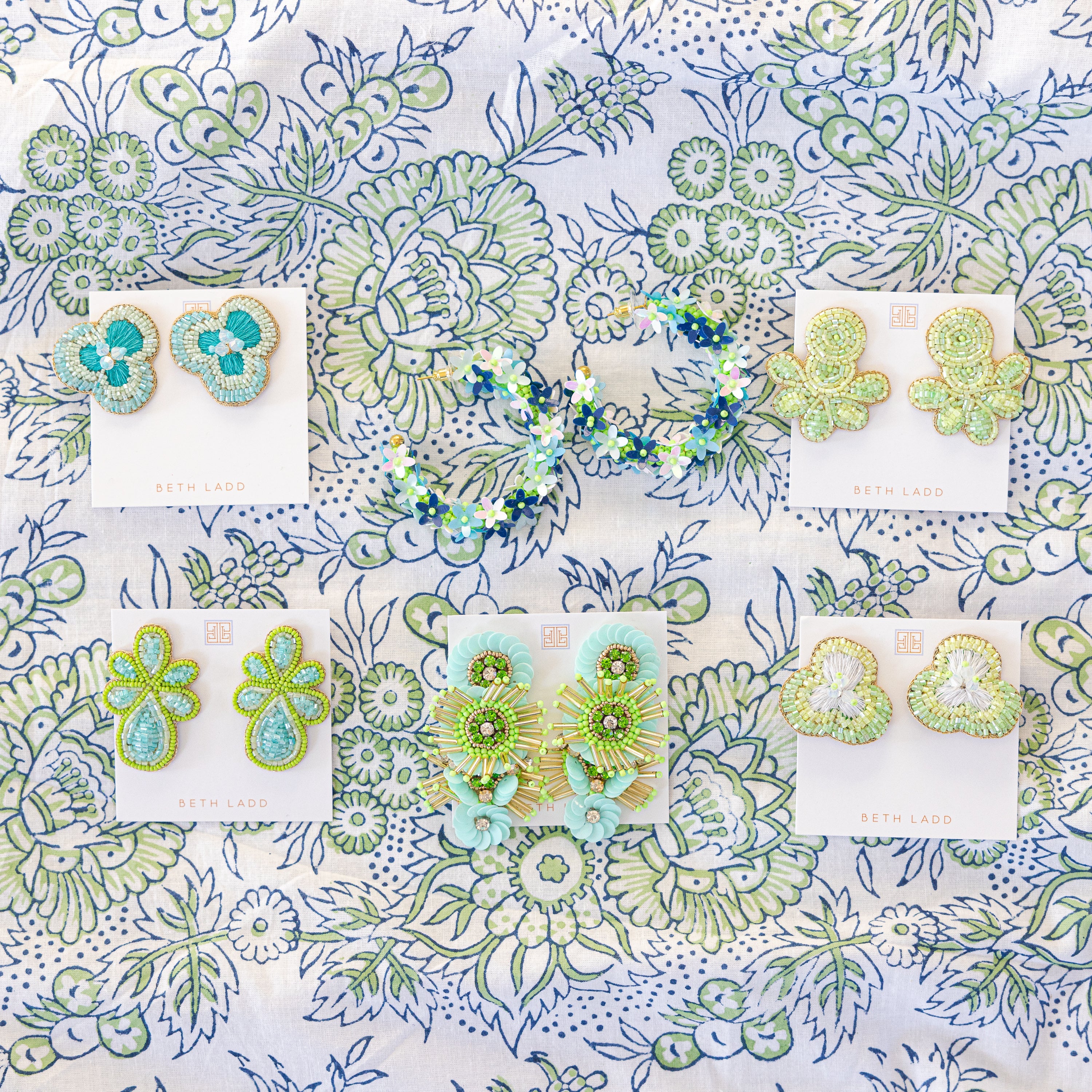 Flower Studs in Green