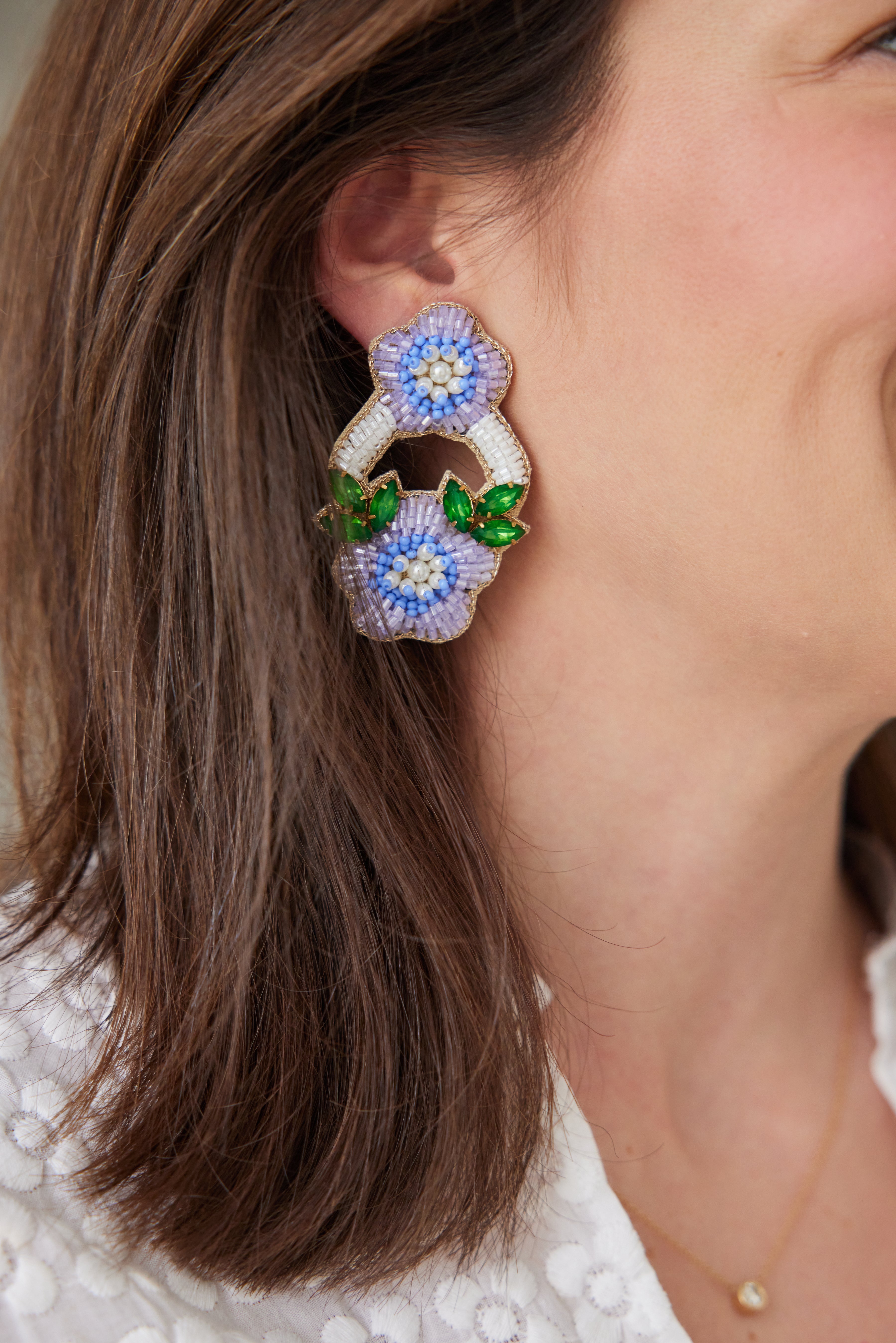 East Hampton Flower Earrings in Periwinkle