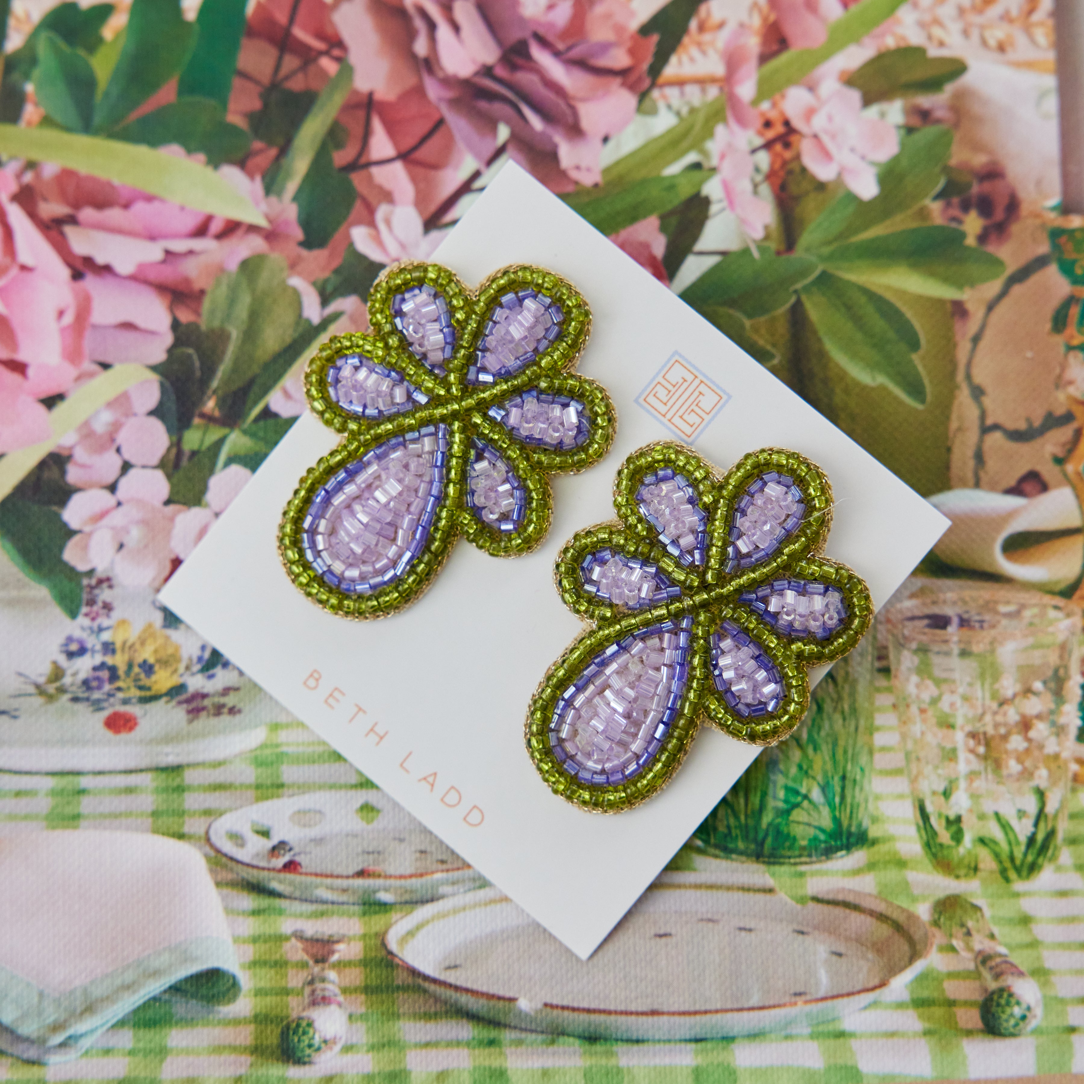 Mercer Earrings in Periwinkle/Green