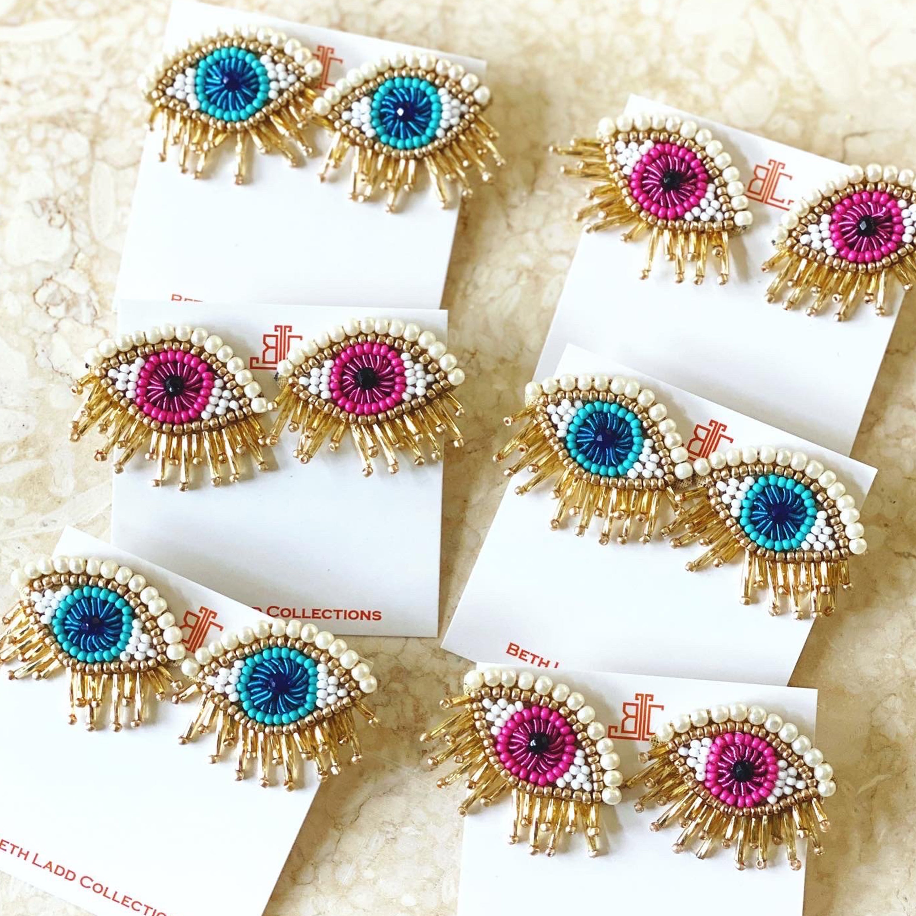 Handmade Evil Eye Pearl Earrings - CLICK FOR BOTH COLORS