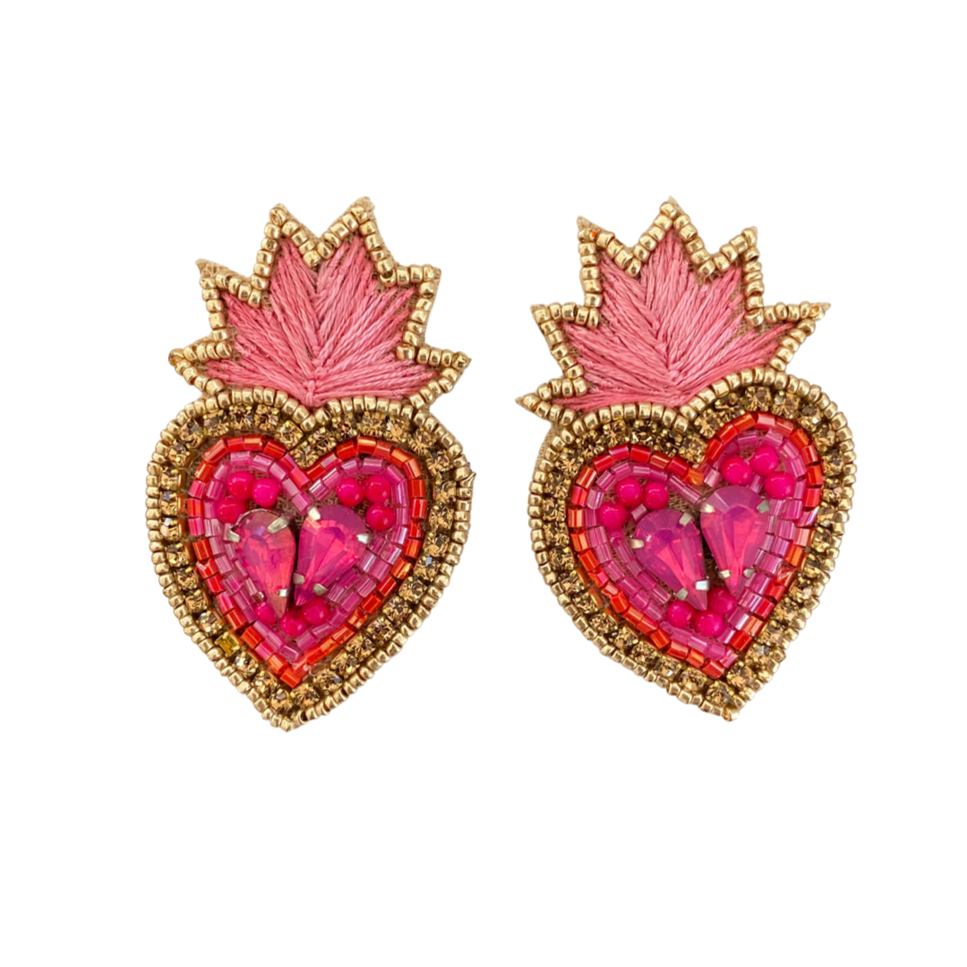 Bursting Heart Studs in Pink