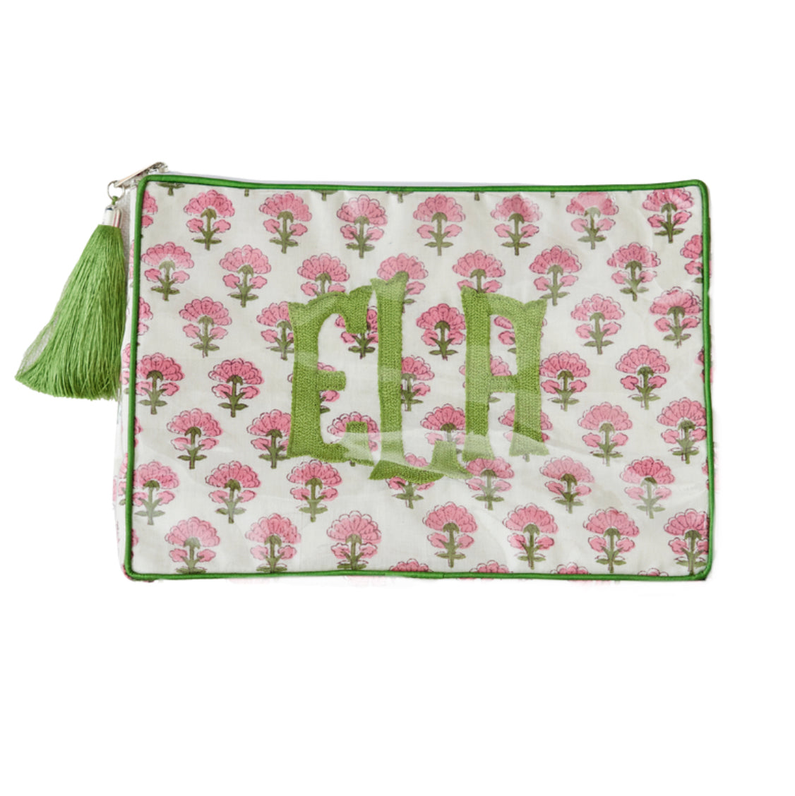 The OG - Custom Block Print Bag - Pink/Green