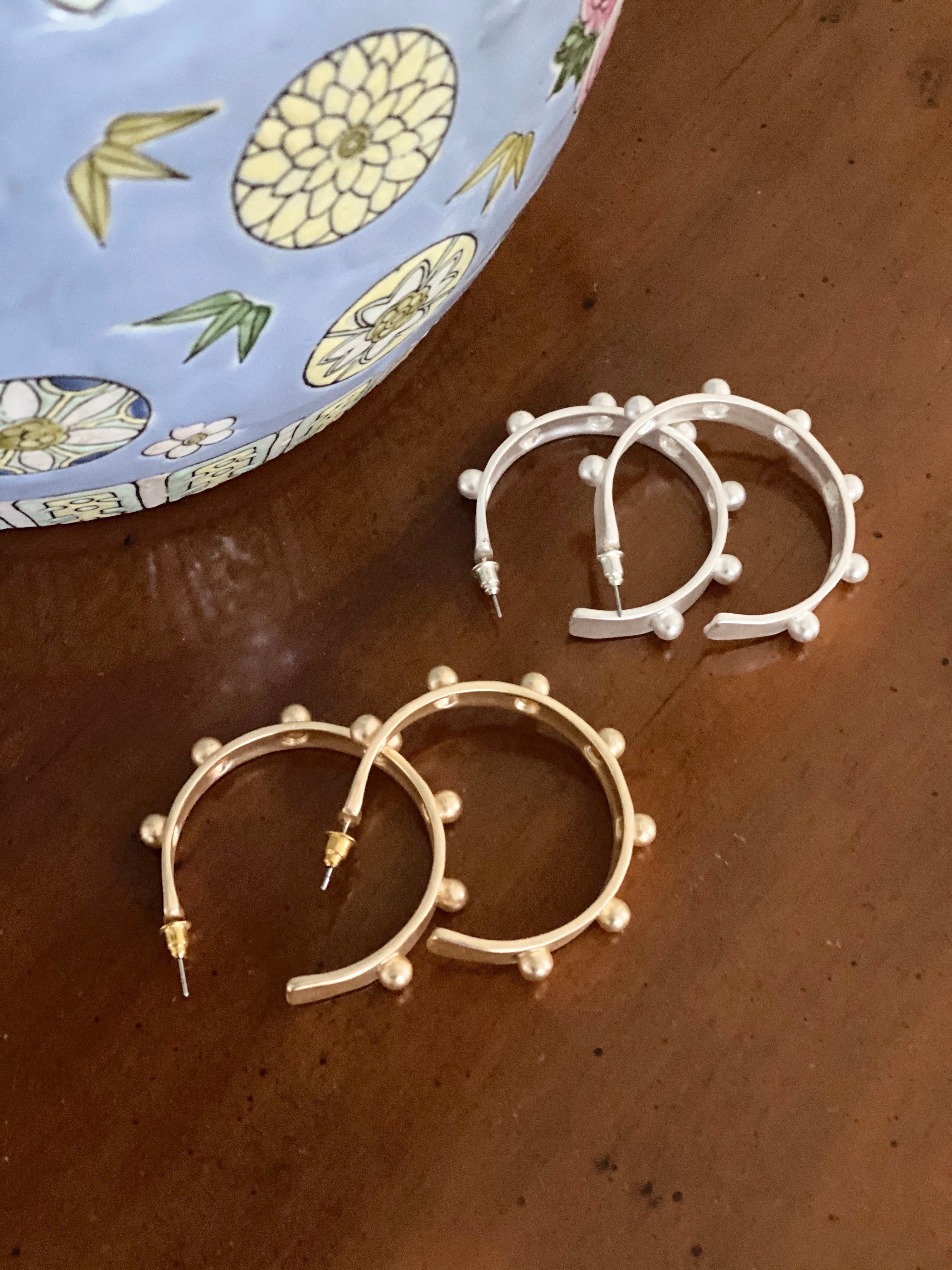 Jane Studded Hoops - CLICK FOR BOTH COLOR OPTIONS