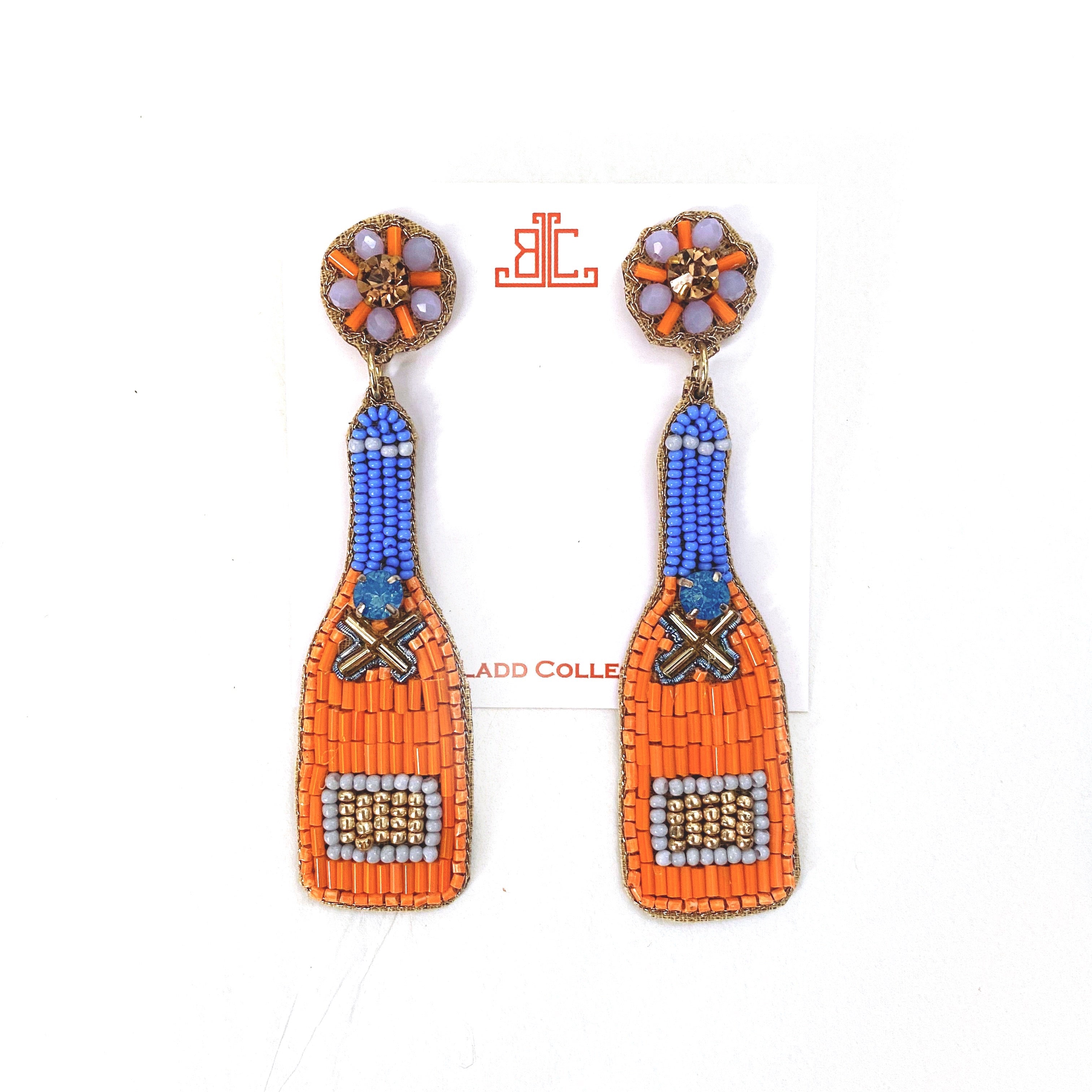 Orange Champagne Bottle Earrings