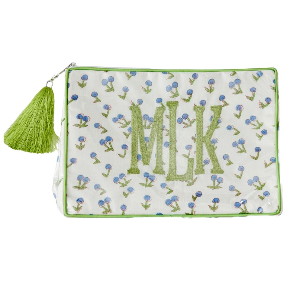 The OG India Bag - Periwinkle / Green - Monogrammed