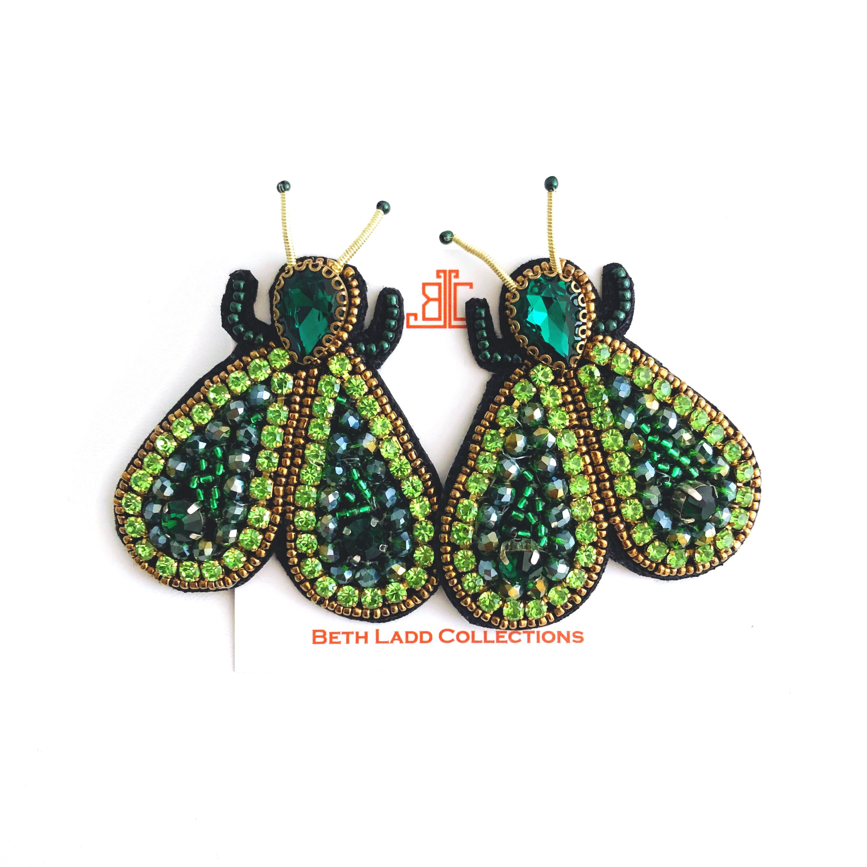 Green Beetle Earrings