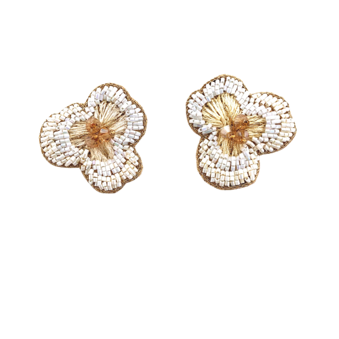 Flower Studs in White