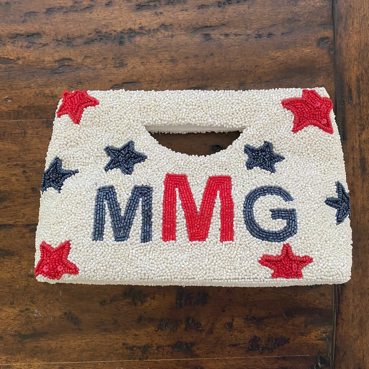 Custom Red, White and Blue Star Cutout Handle Clutch