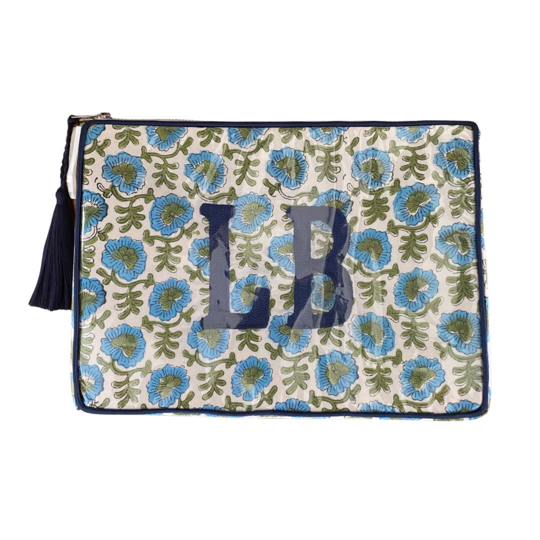 The OG - Custom Block Print Bag - Blue/Green