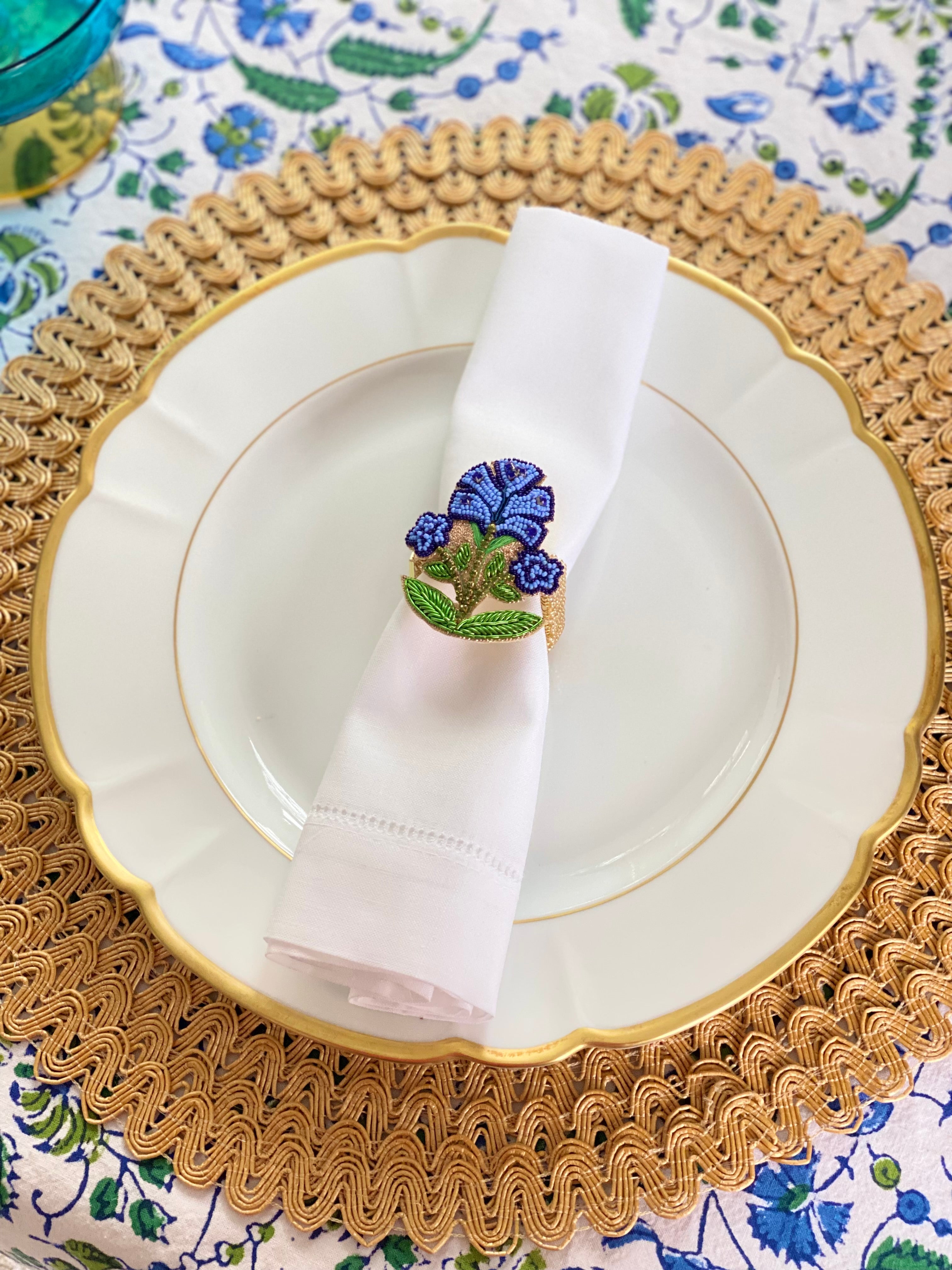 Navy Blue Flower Napkin Ring