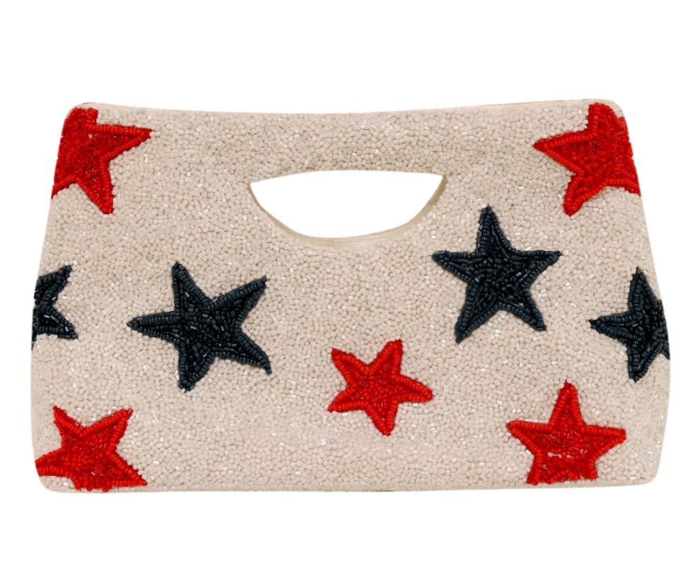 Custom Red, White and Blue Star Cutout Handle Clutch