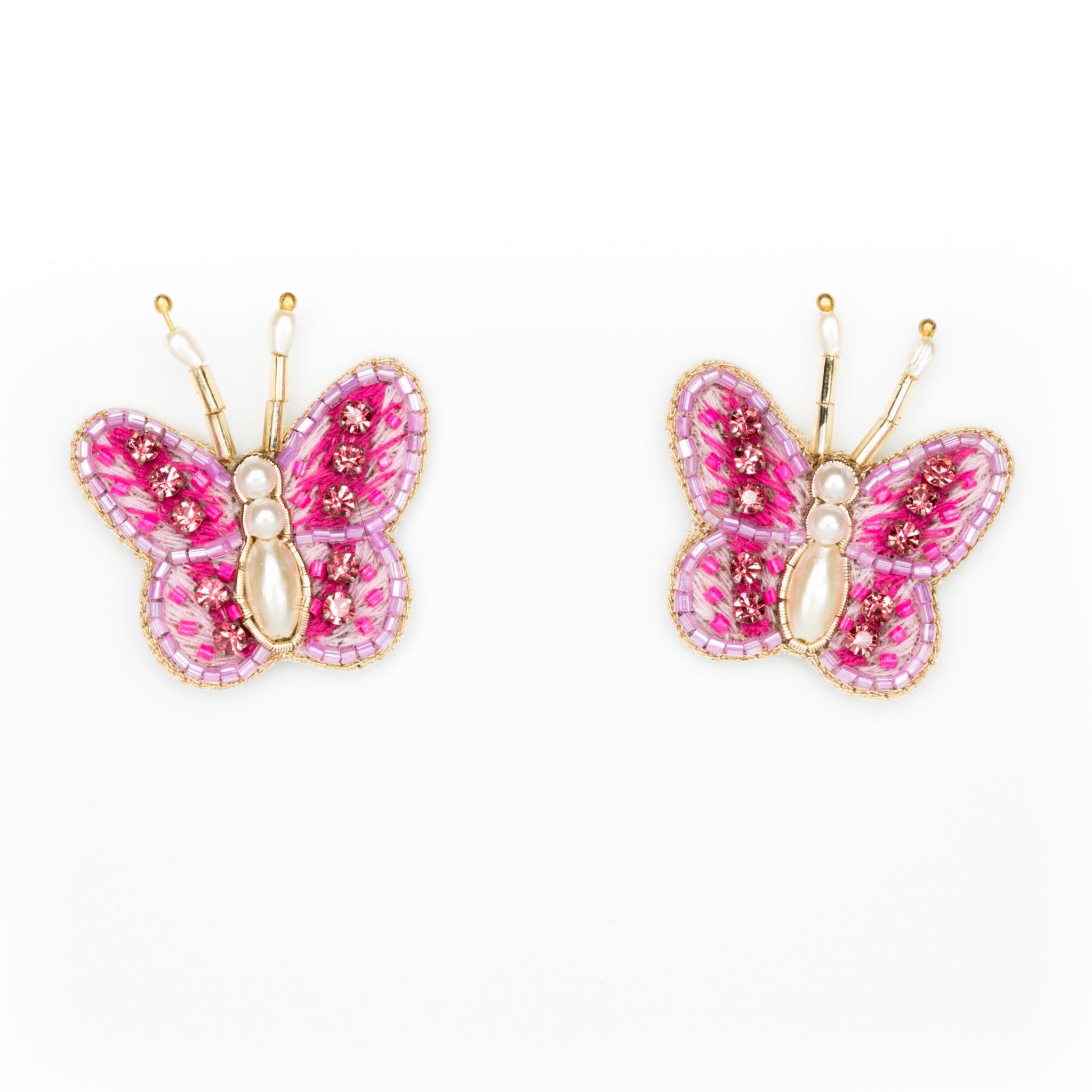 Pink Pearl Butterfly Studs