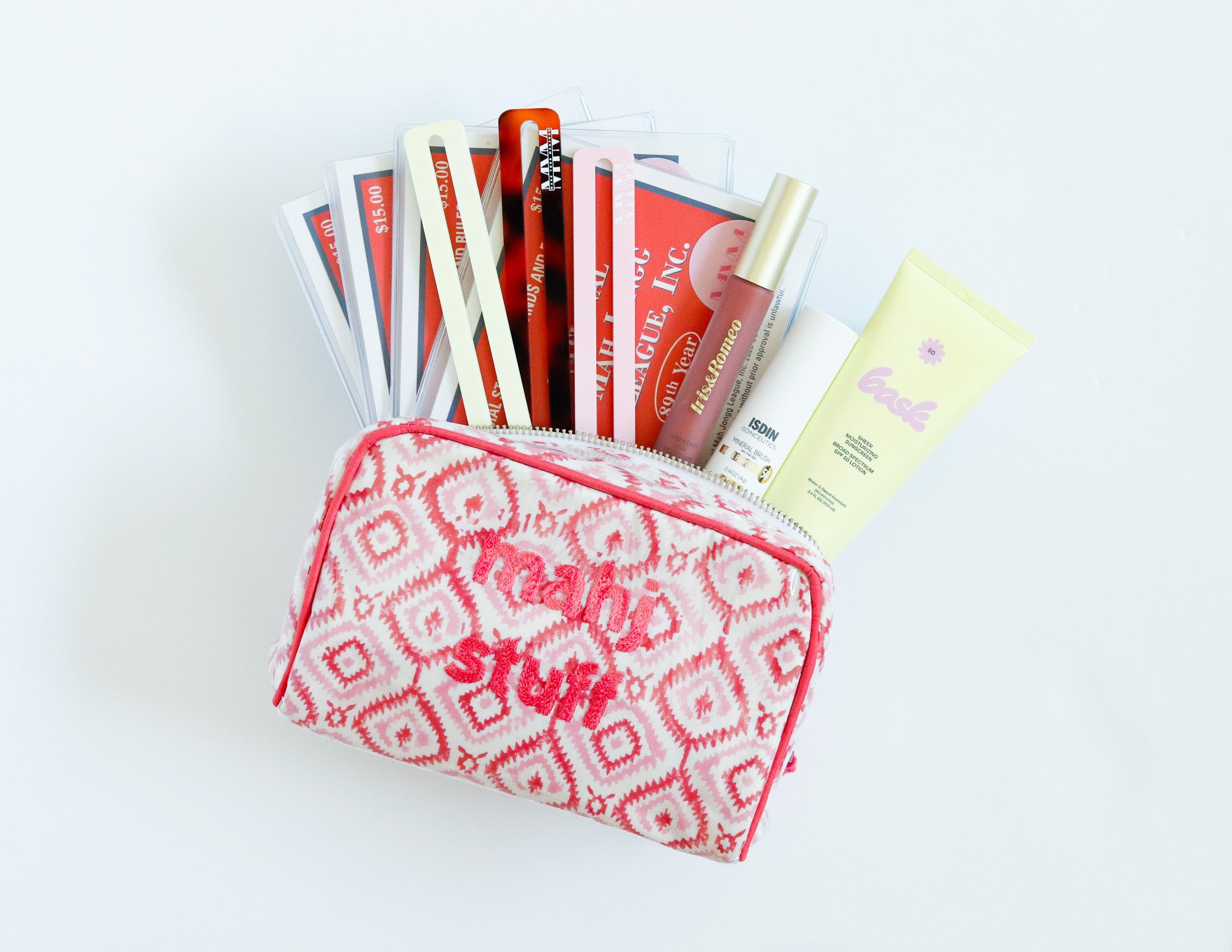 The Midi India Bag - Mark Your Mahjong Collab - Red/Pink Ikat - READY TO SHIP!