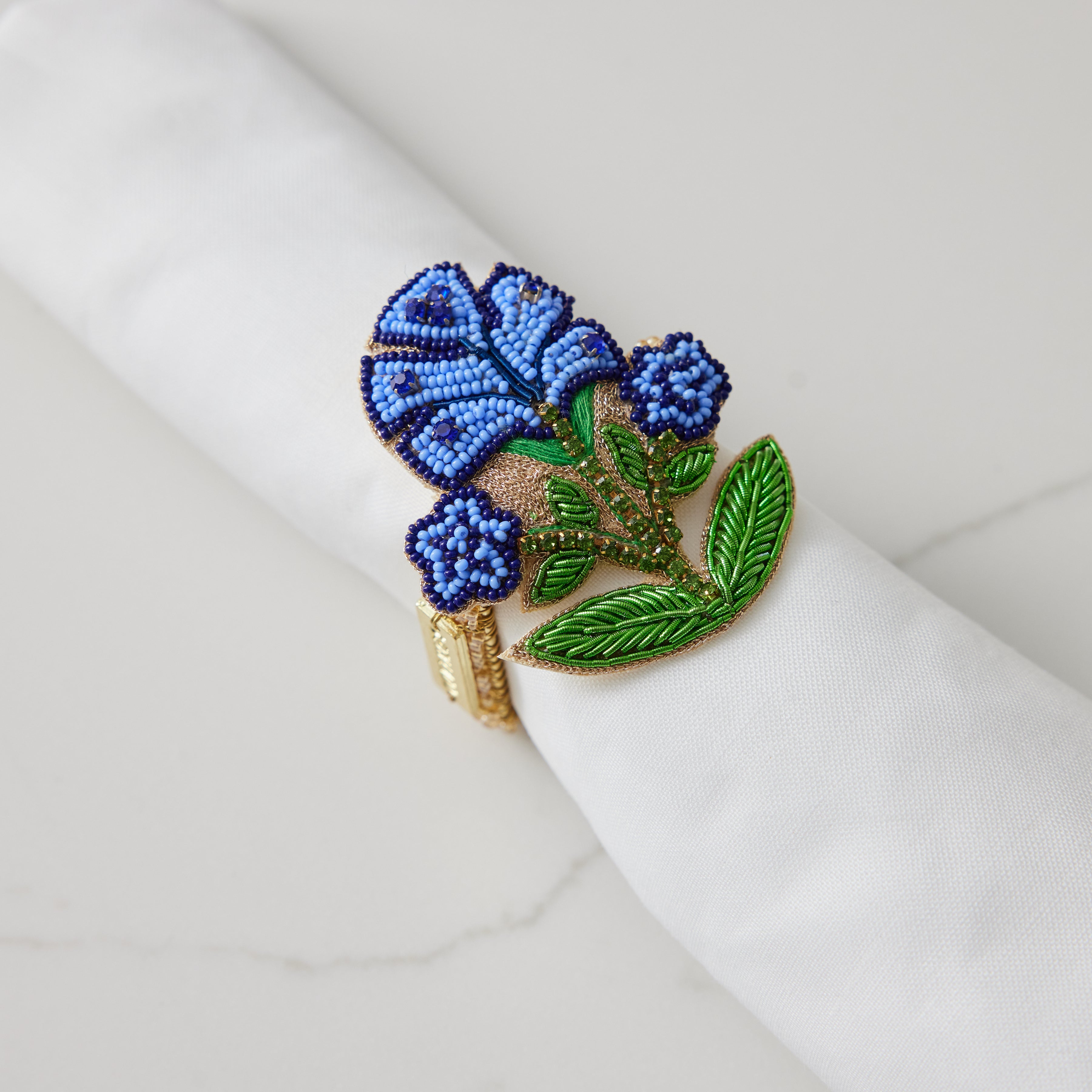 Navy Blue Flower Napkin Ring