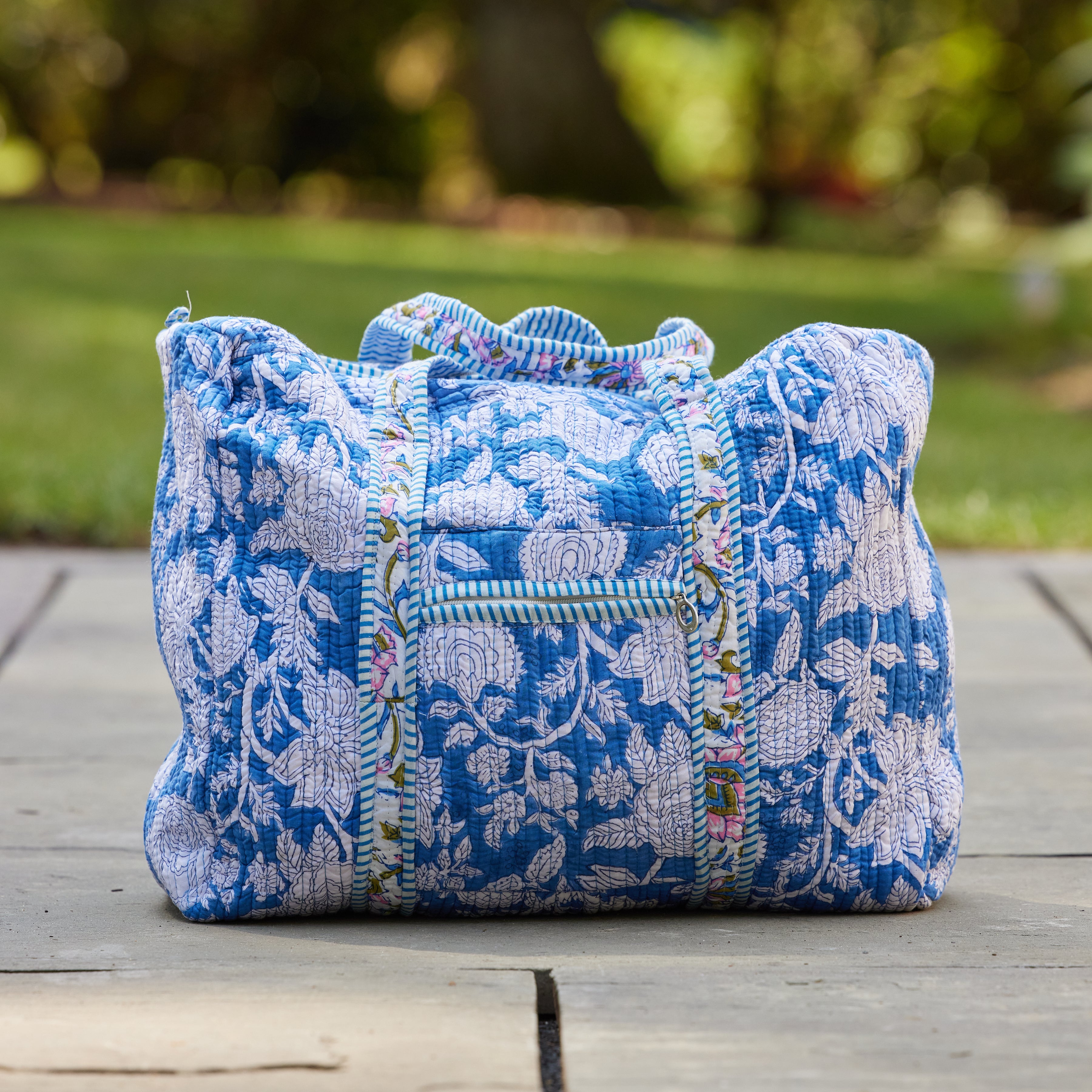 Block Print Overnight Bag - Whistler Blue