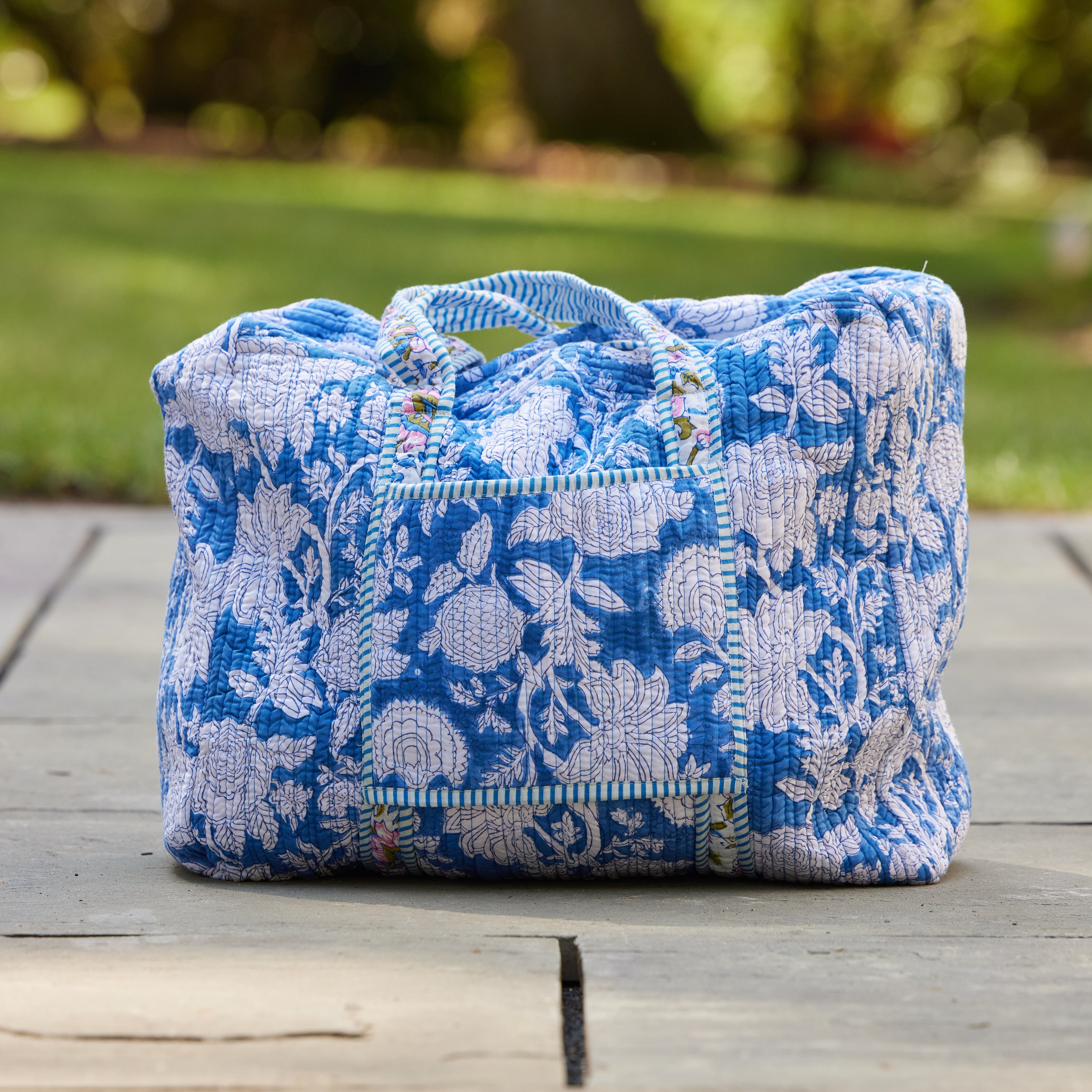 Block Print Overnight Bag - Whistler Blue