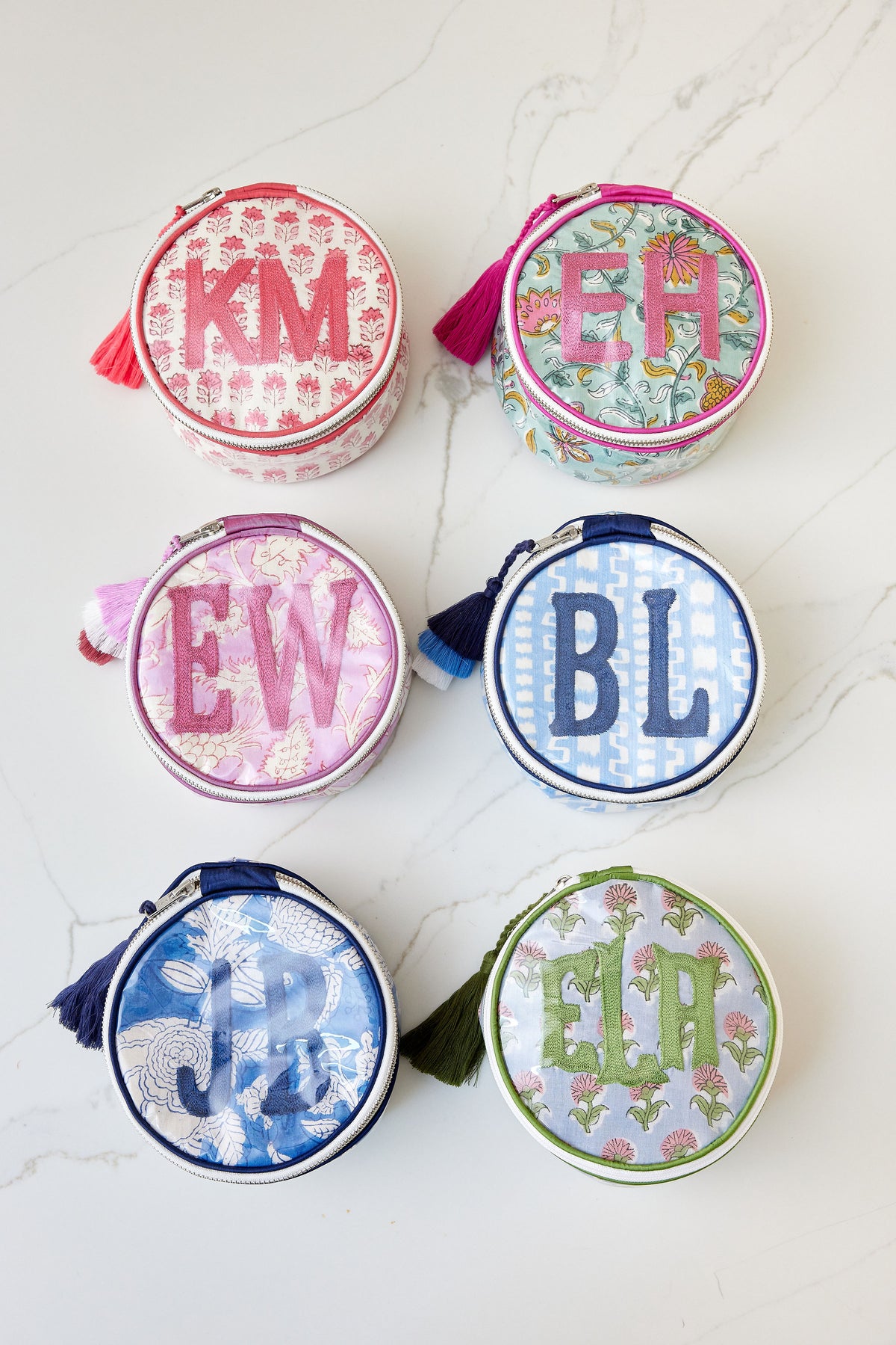 The India Round - Tuquoise/Blue - Monogrammed | Beth Ladd Collections