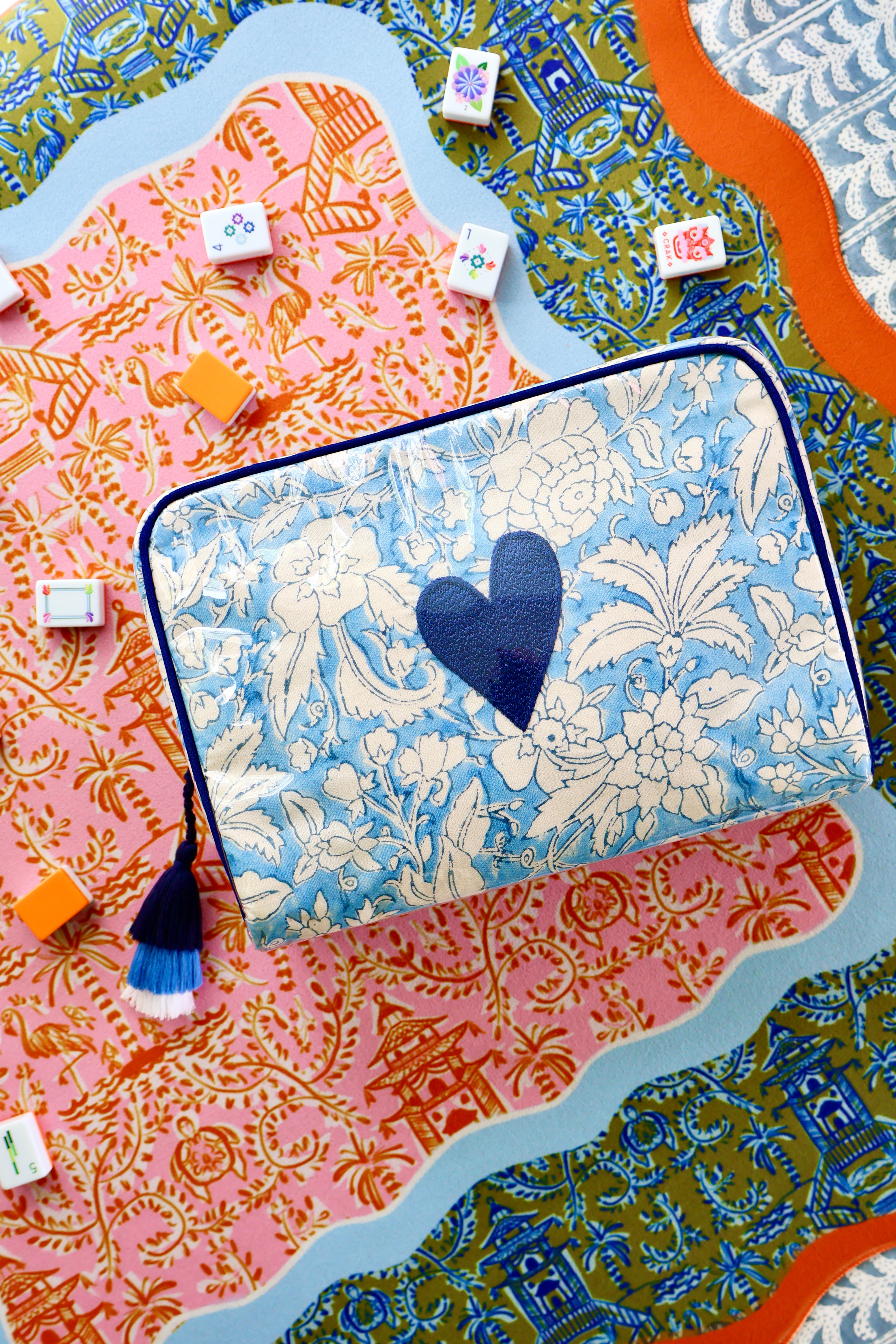 Carolina Blue Block Print Custom India Bags