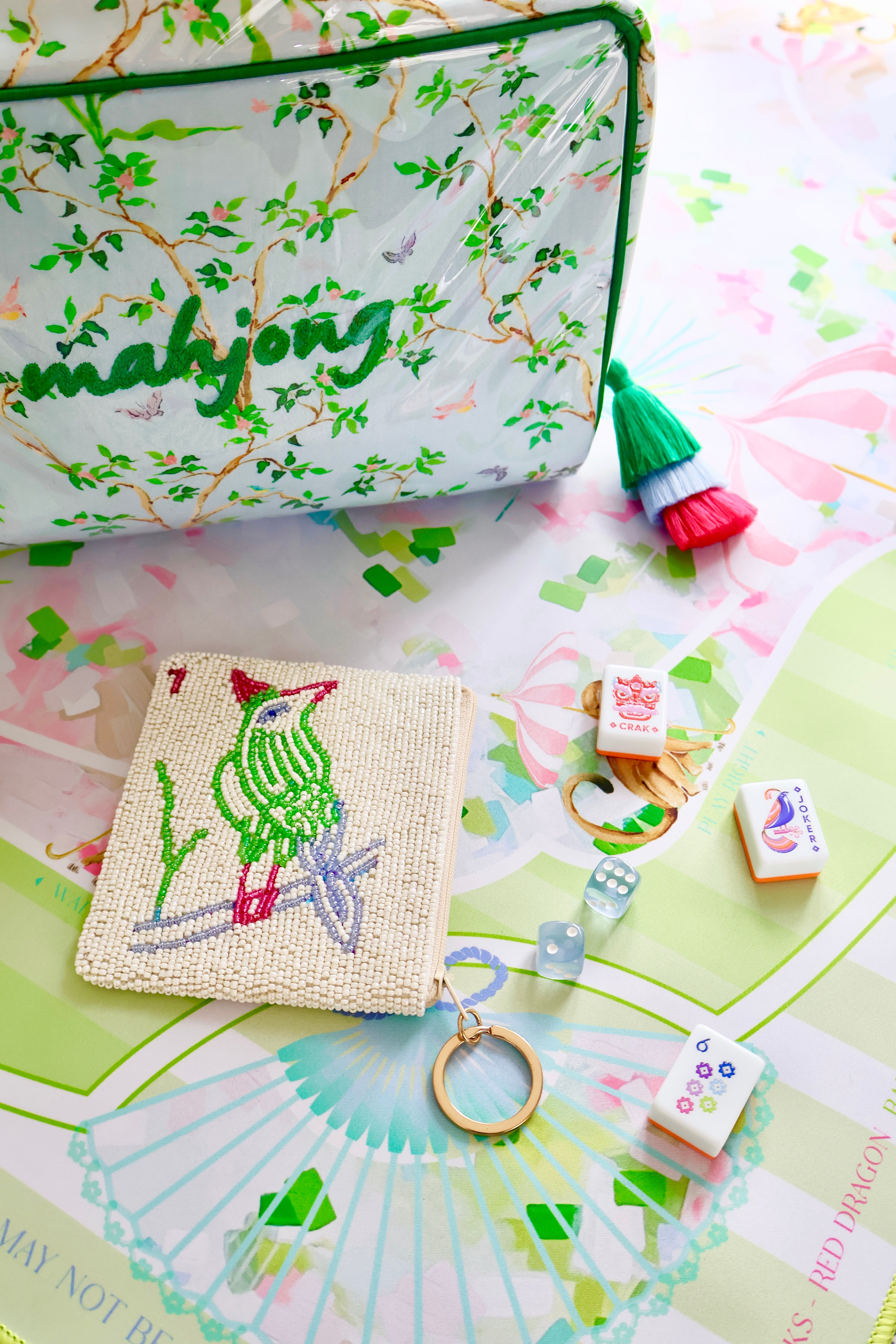 Double Sided Beaded Mahjong Coin Purse
