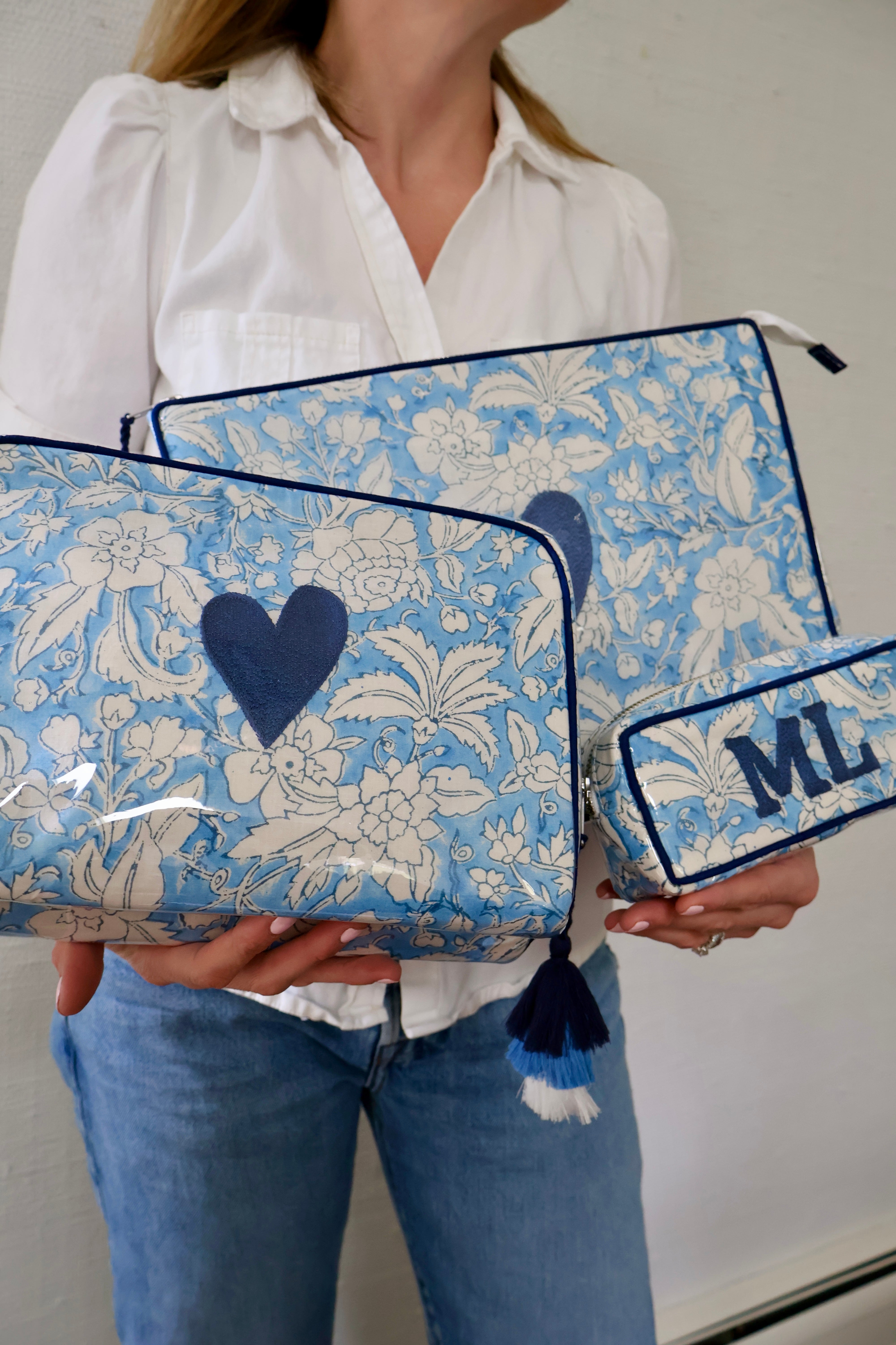 Carolina Blue Block Print Custom India Bags
