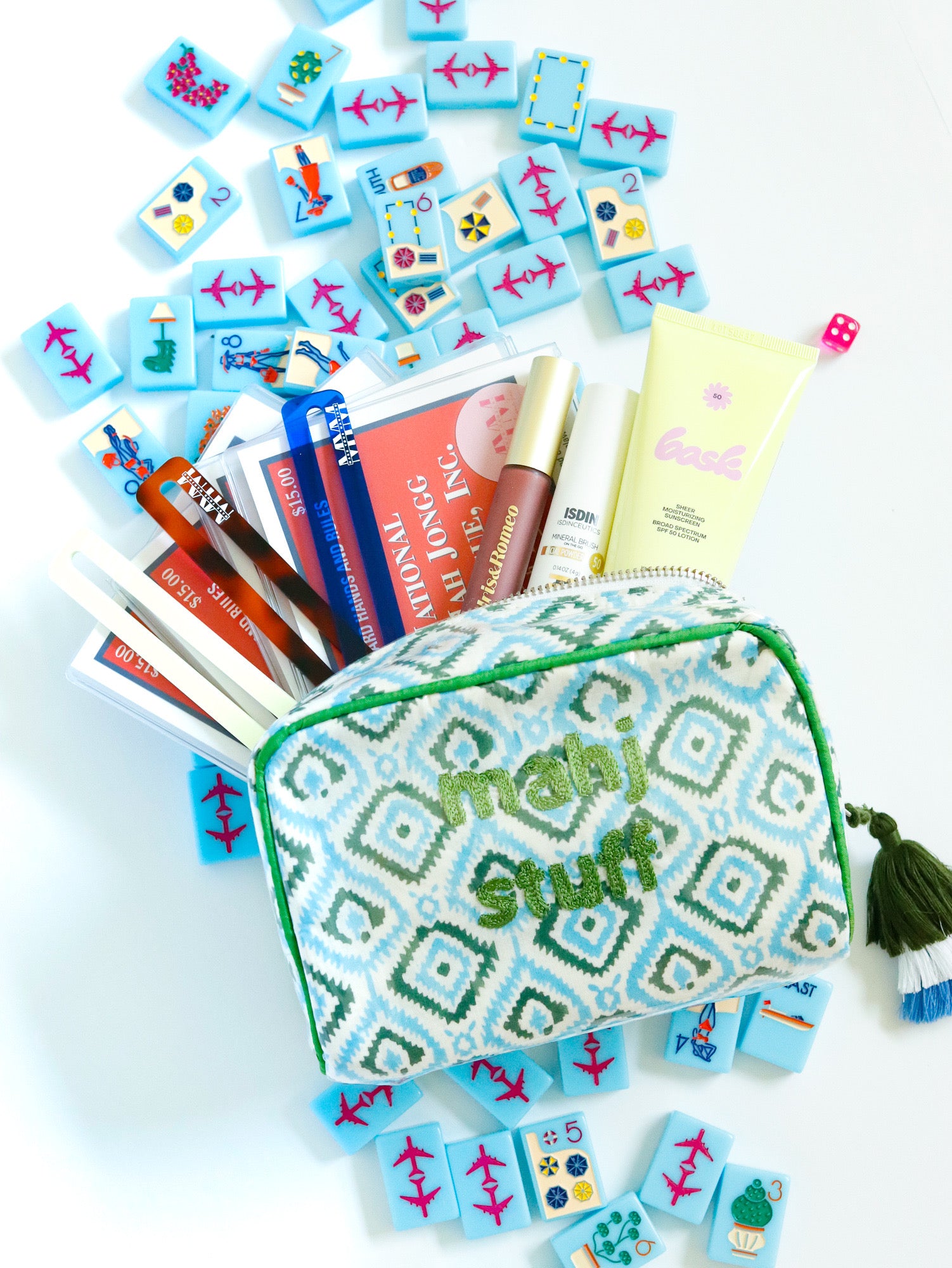The Midi India Bag - Mark Your Mahjong Collab - Blue/Green Ikat - READY TO SHIP!