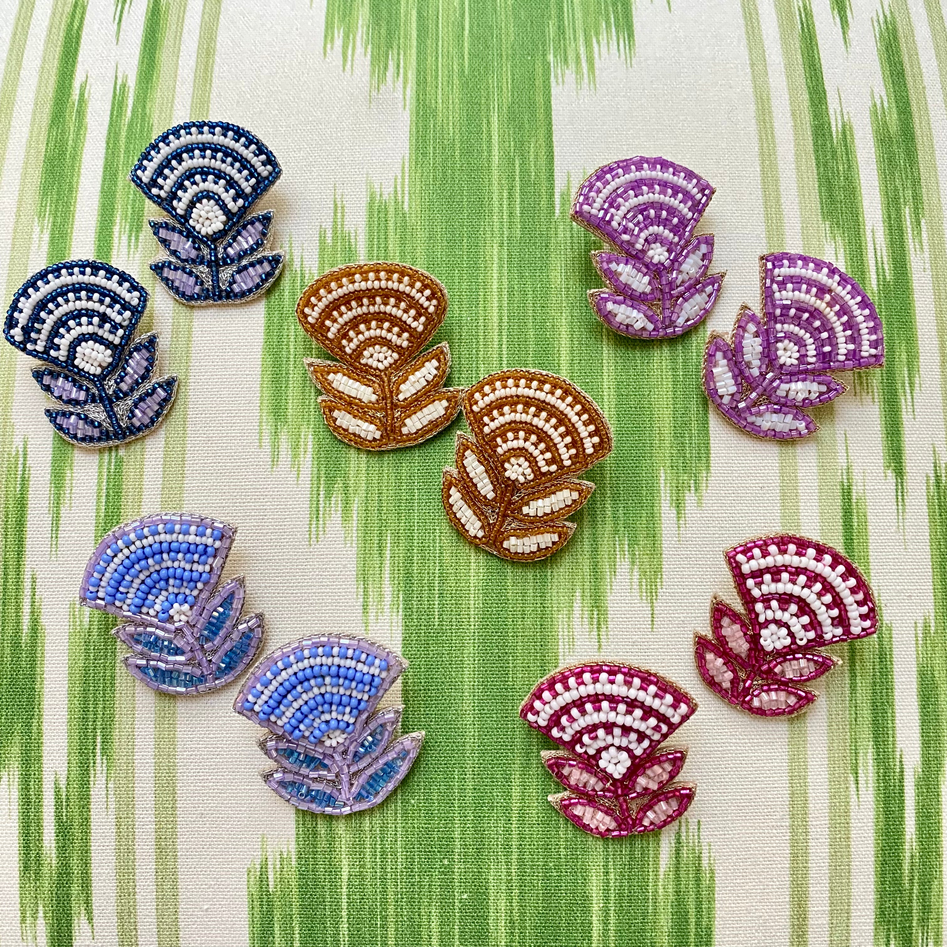 Block Print Flower Earrings in Periwinkle