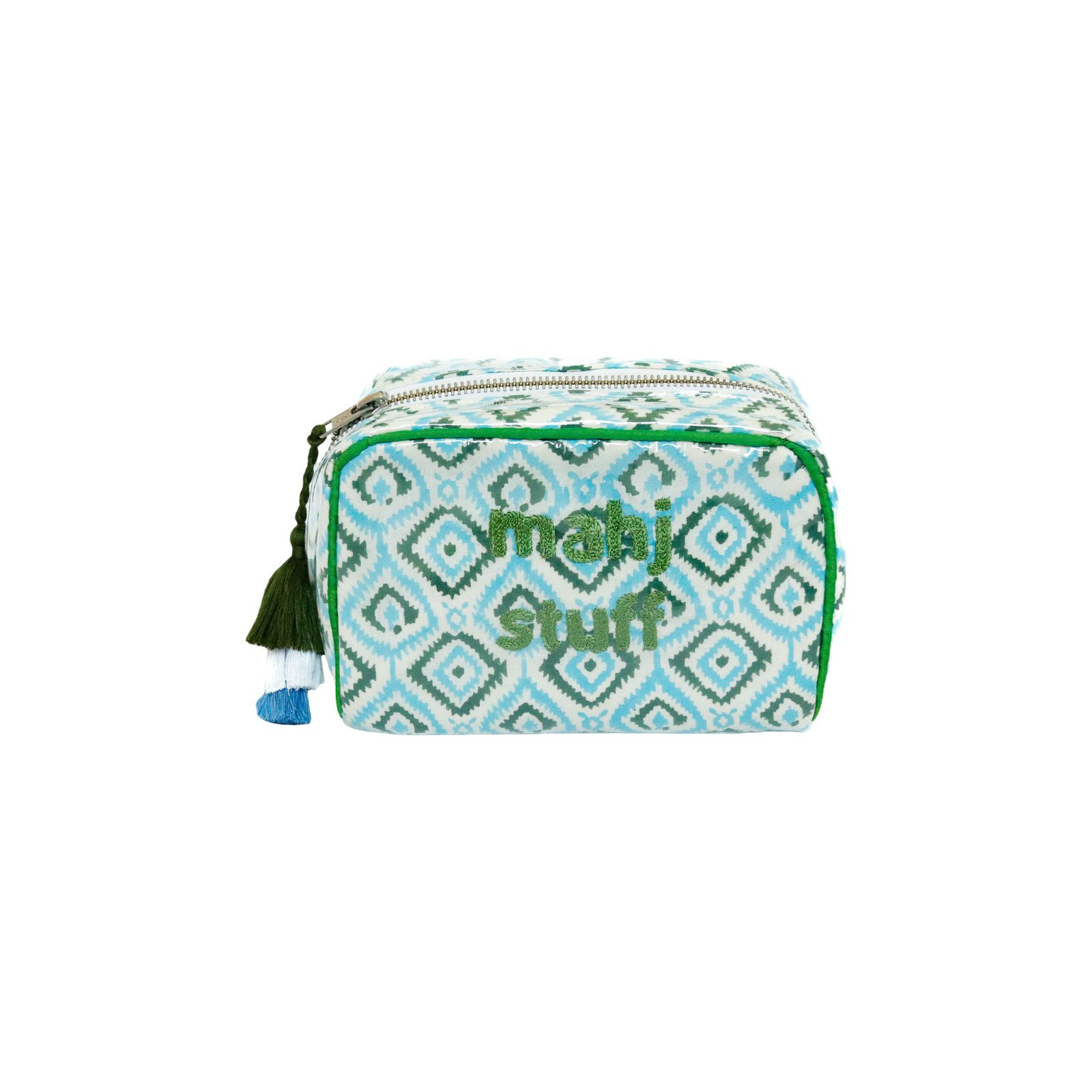 The Midi India Bag - Mark Your Mahjong Collab - Blue/Green Ikat - READY TO SHIP!