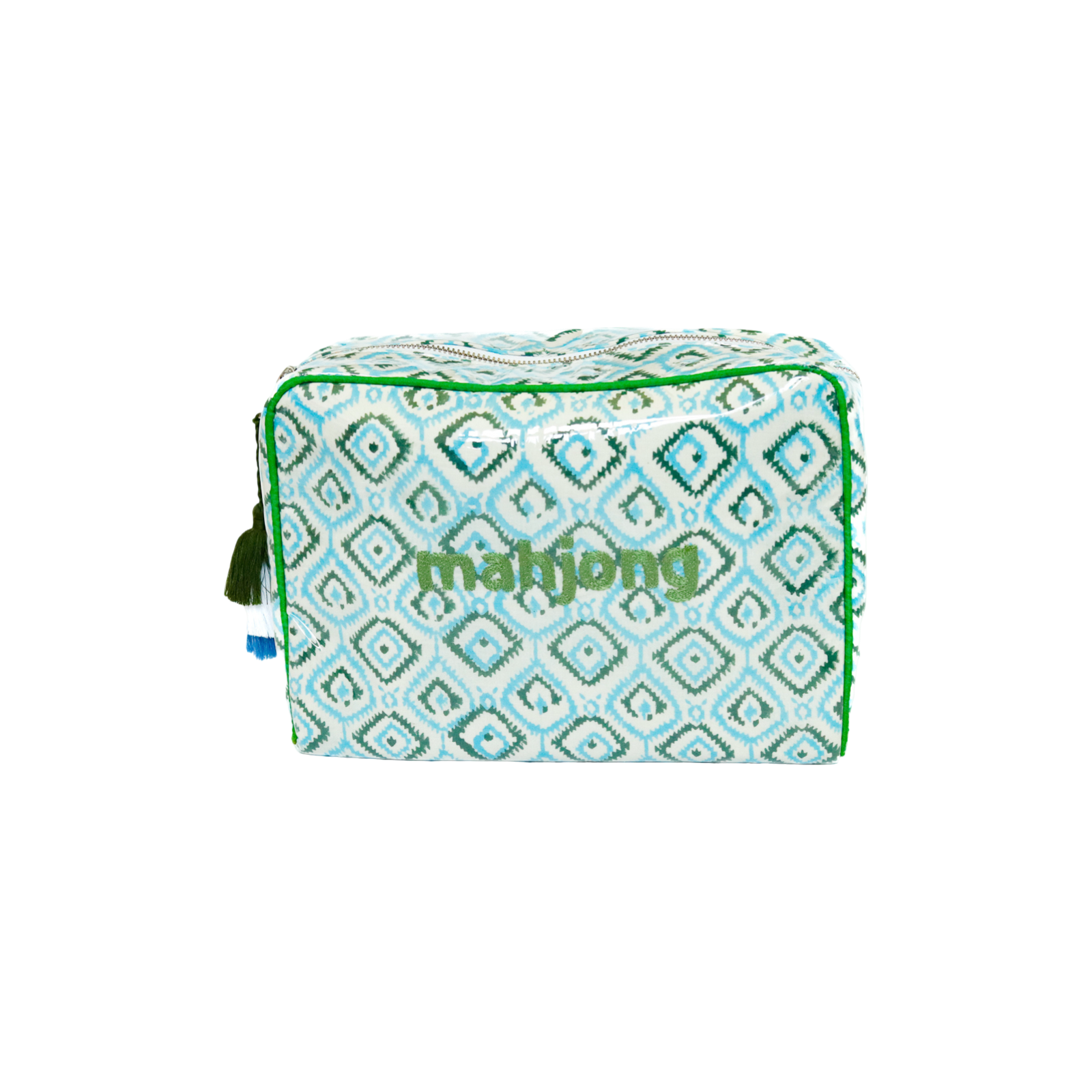 The Grande India Bag - Mark Your Mahjong Collab - Blue/Green Ikat - READY TO SHIP!
