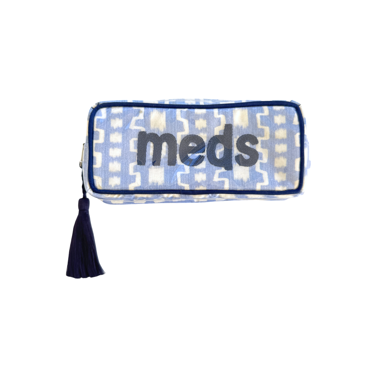 IN STOCK - The Mini India Bag - "meds" - Blue Ikat