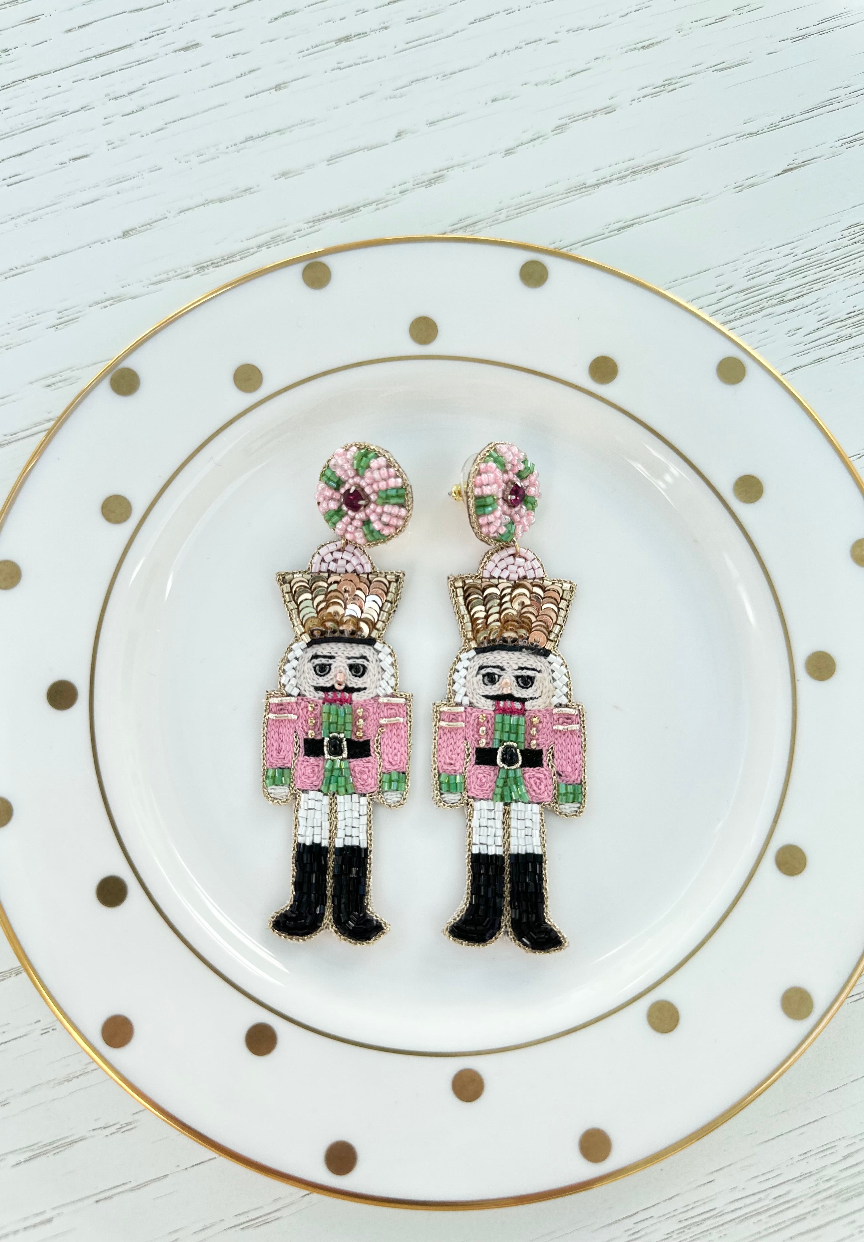 Pink & Green Nutcracker Earrings