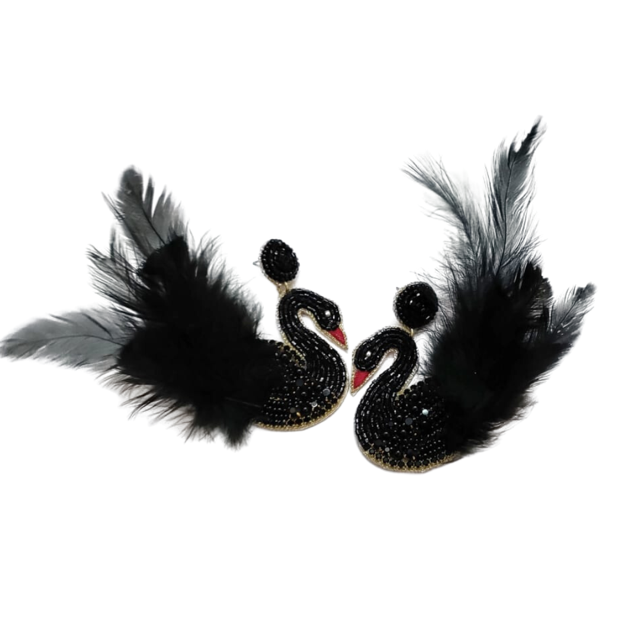Black Swan Feather Earrings