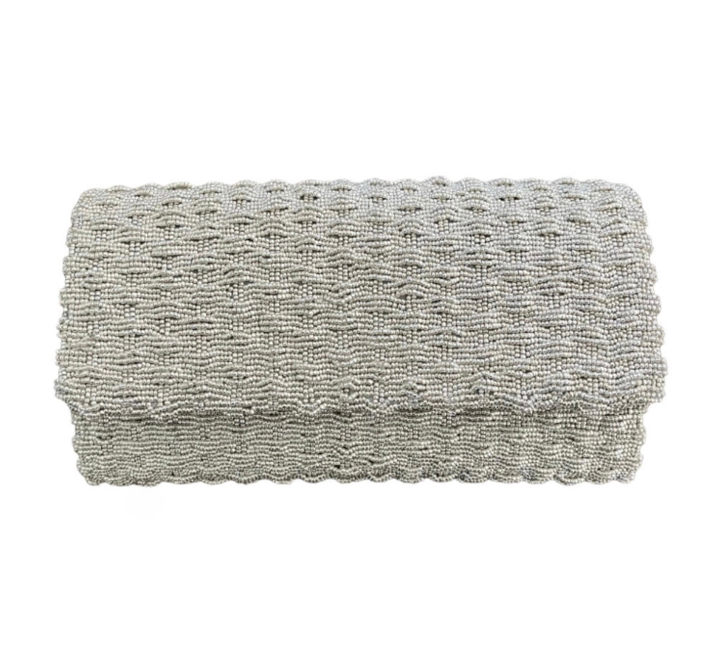 SAMPLE Basketweave Bag in Metallic Silver