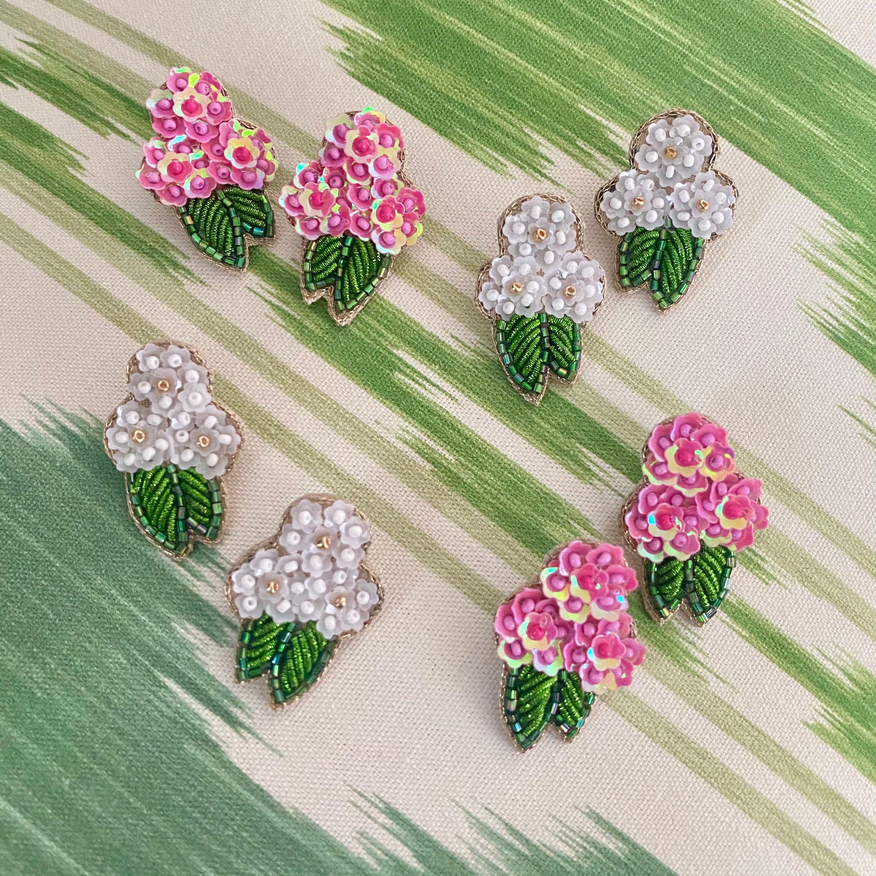 White Hydrangea Earrings