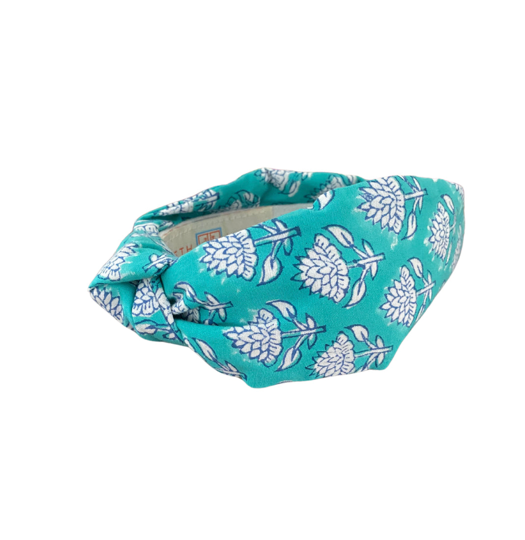 Block Print Headband in Caribbean Turquoise