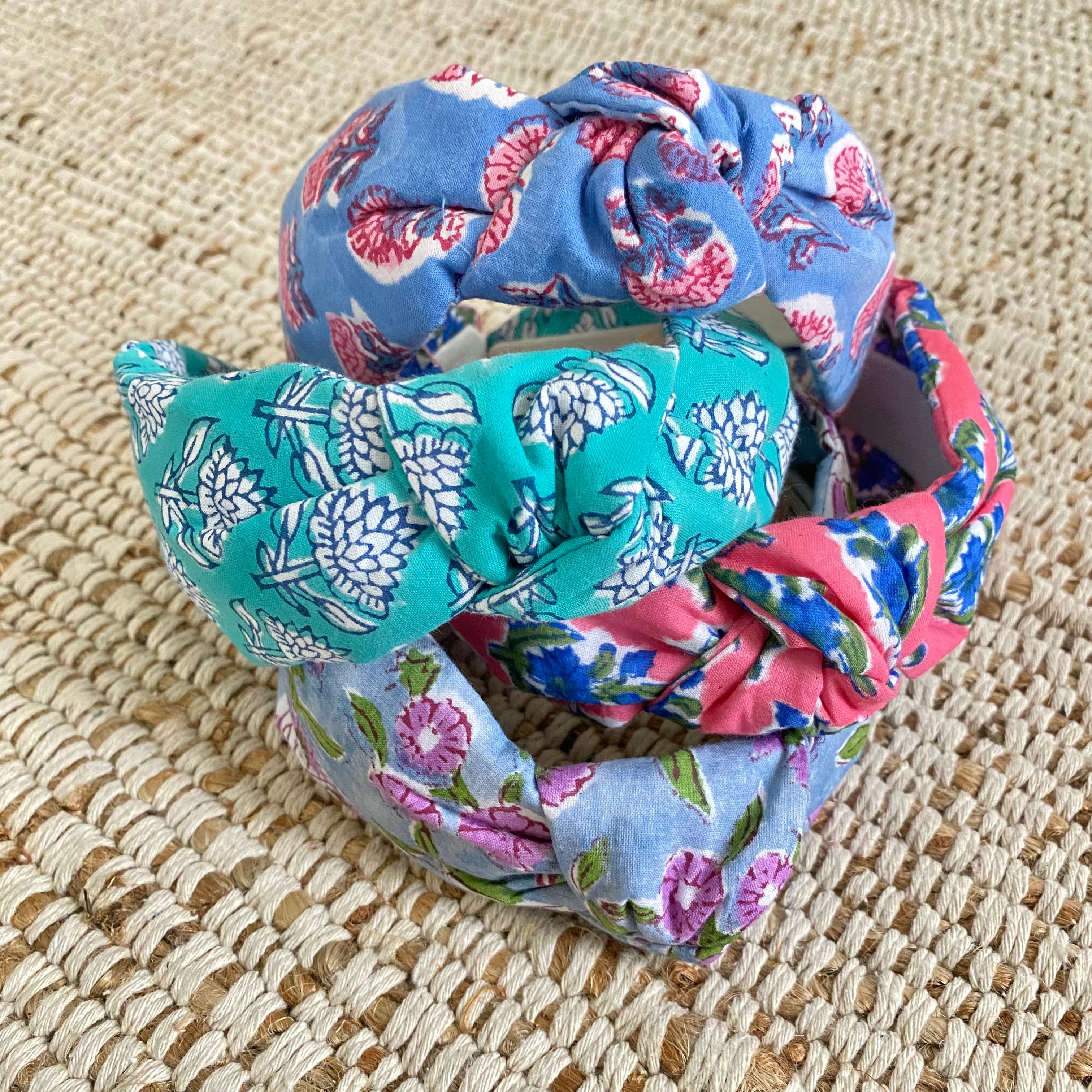 Block Print Headband in Cape Cod Blue