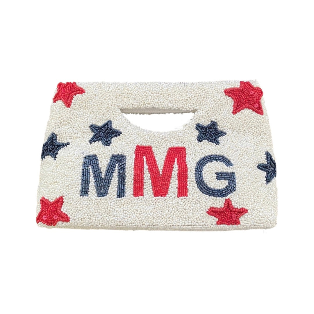 Custom Red, White and Blue Star Cutout Handle Clutch
