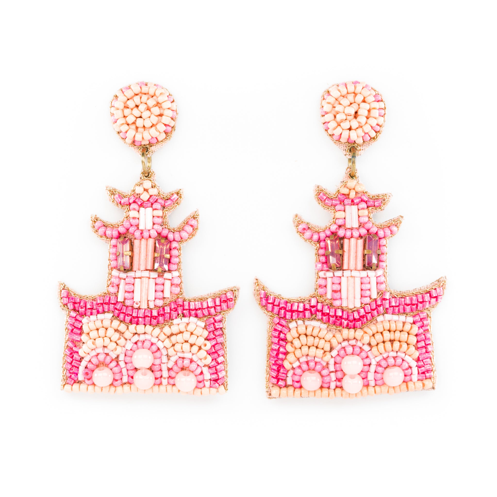 Pink Pagoda Earrings