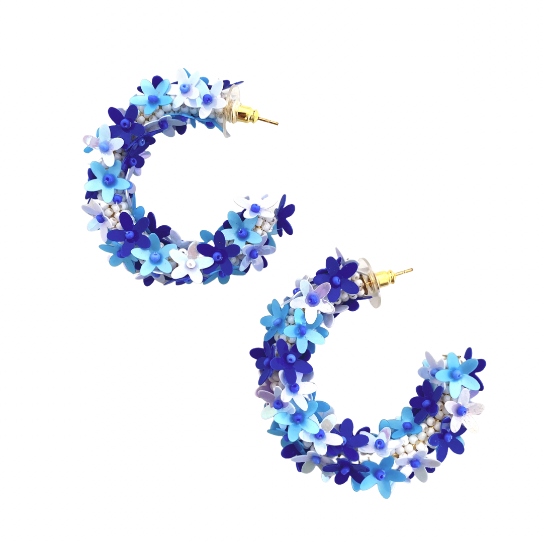 Flower Hoops in Shades of Blue