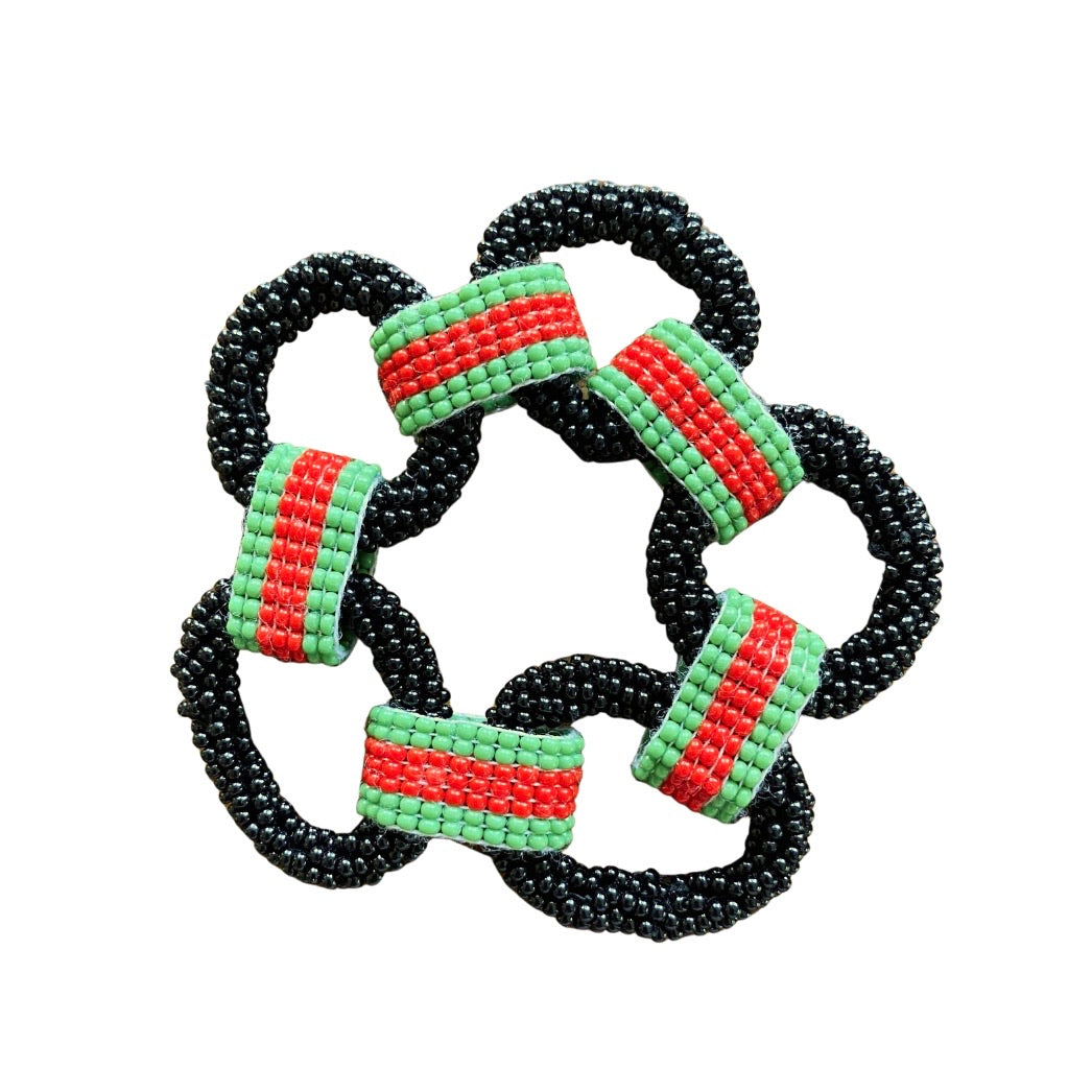 Links Bracelet in Black/Red/Green