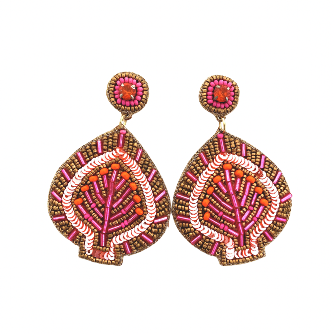 Jaipur Earrings in Pink/Orange/Gold