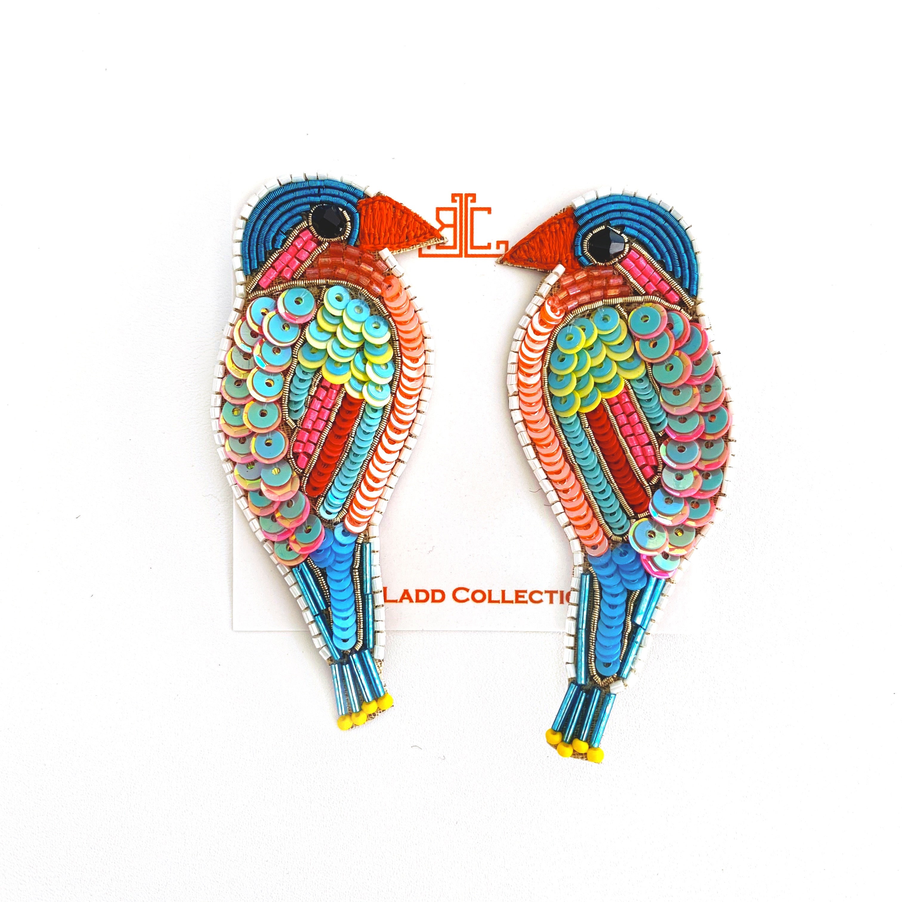 Tropical Bird Earrings in Multi