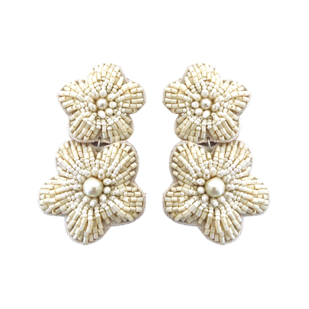 Bali Flower Earrings in Ivory