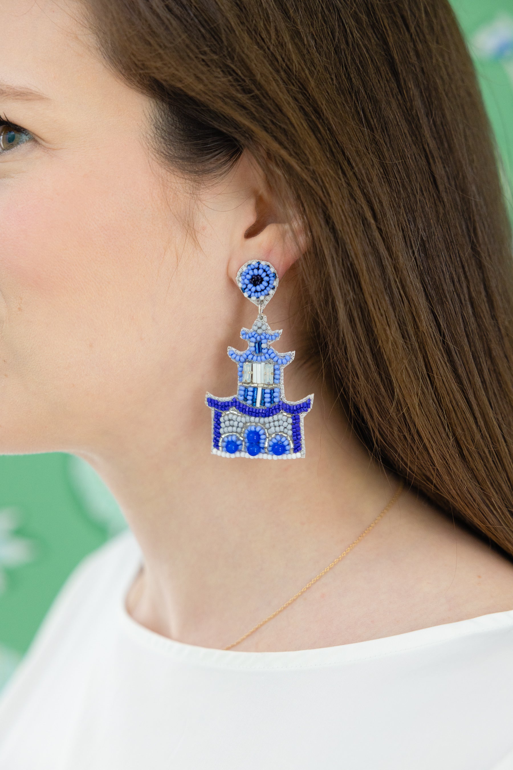 Blue Pagoda Earrings