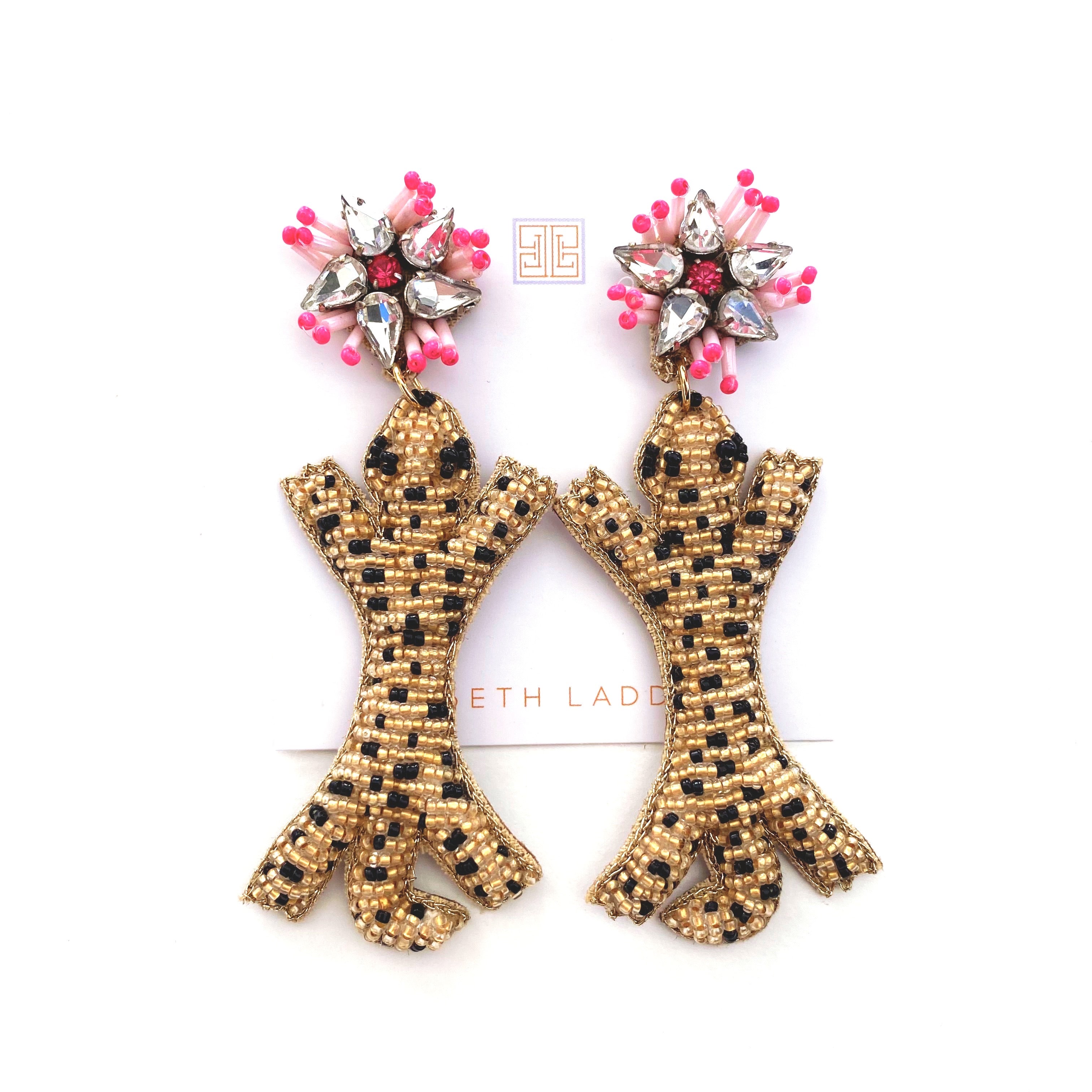 Leopard Earrings with Pink Top