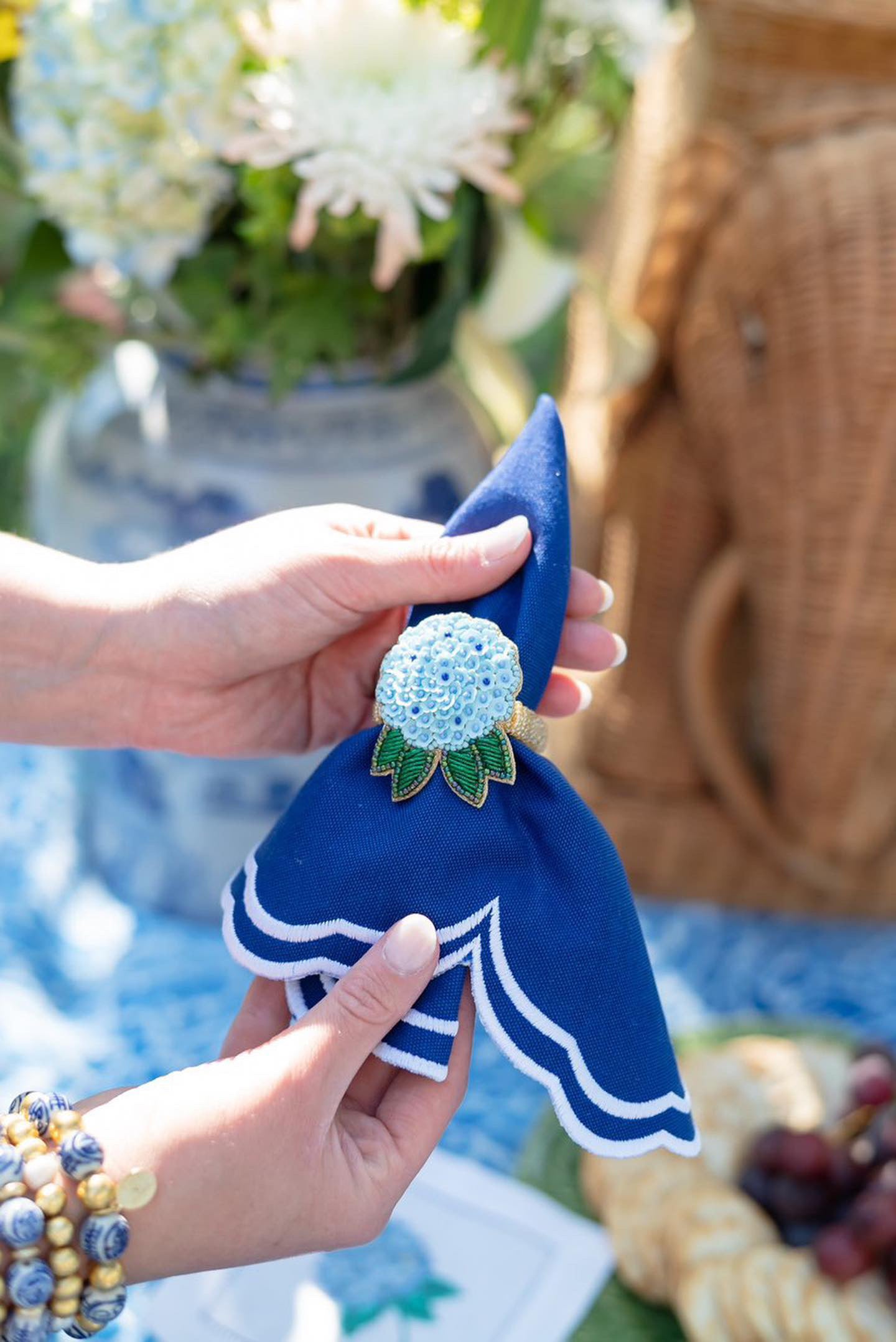 Blue Hydrangea Napkin Ring