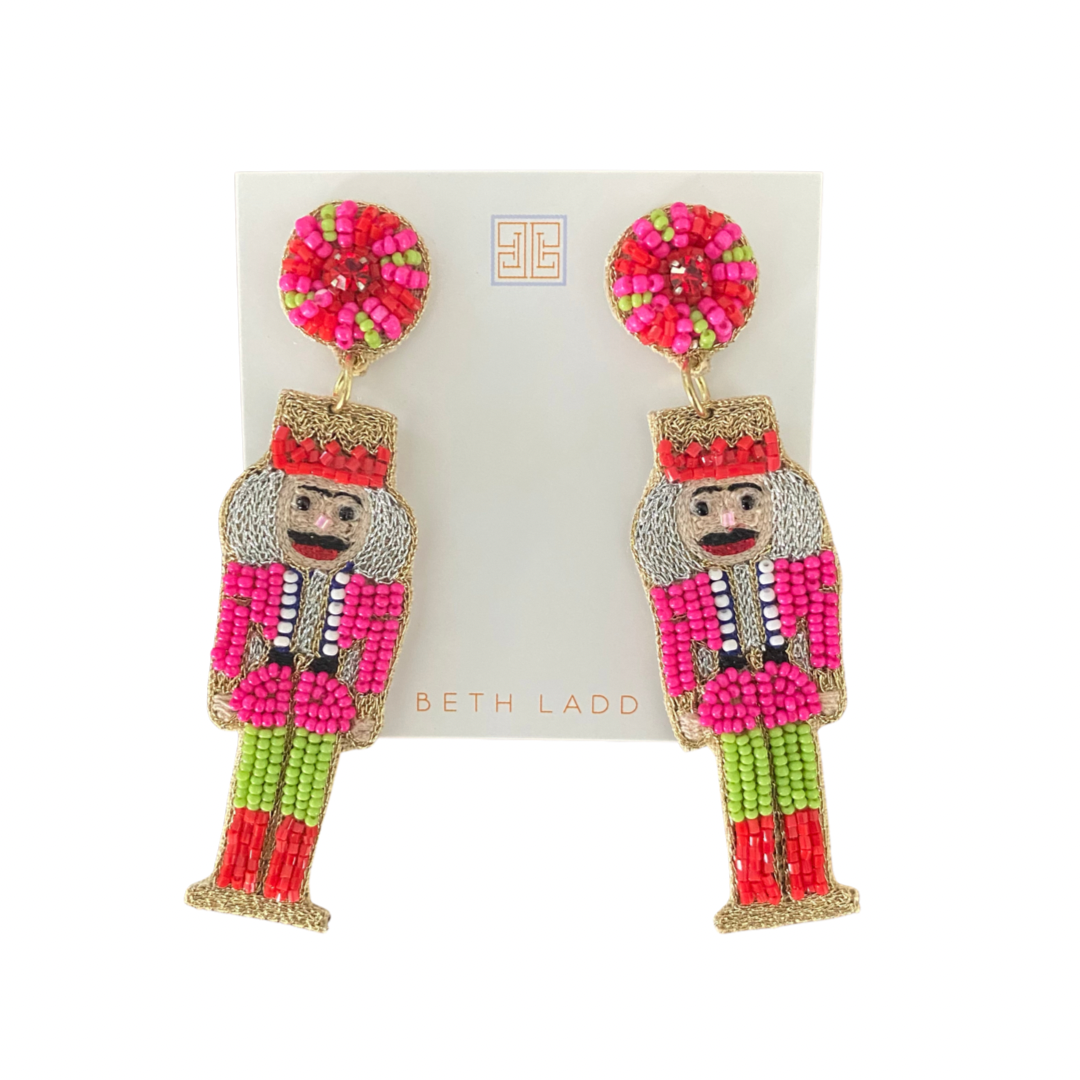 Nutcracker Earrings in Pink/Red/Green