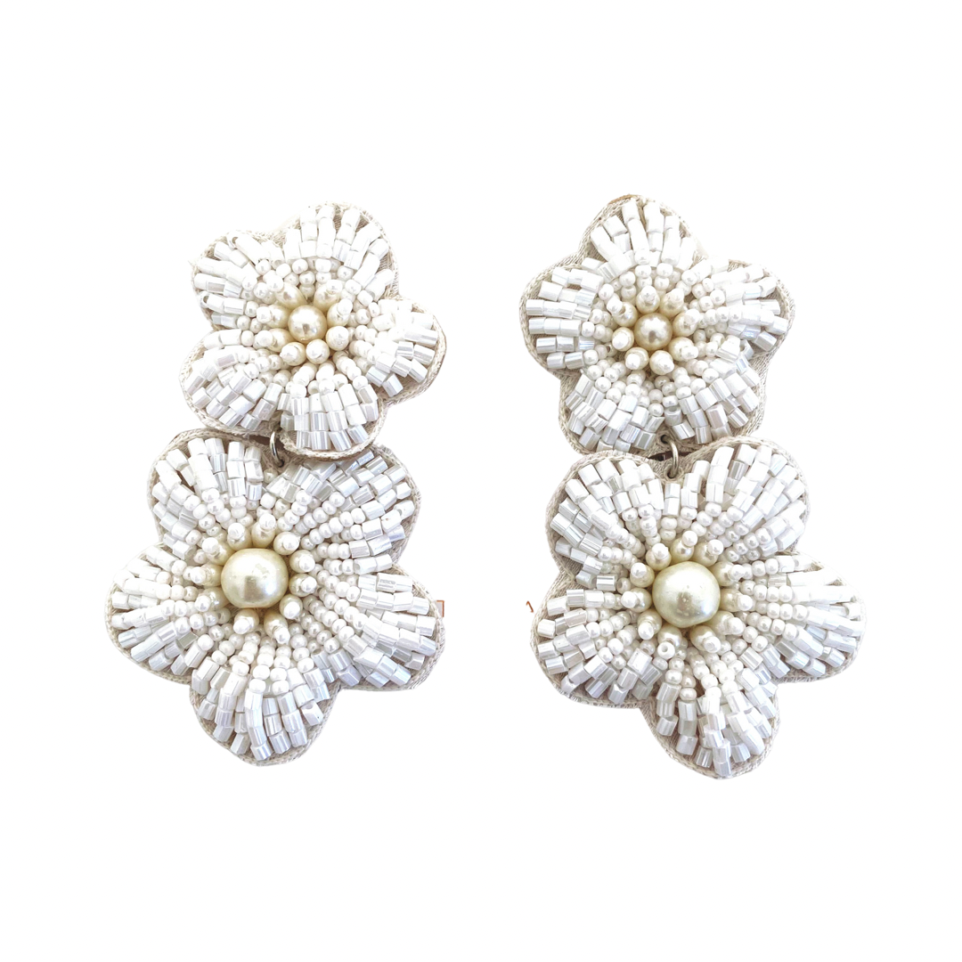 Bali Flower Earrings in White