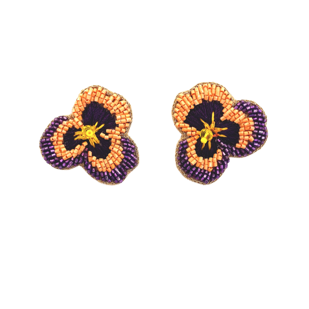 Flower Studs in Purple/Orange