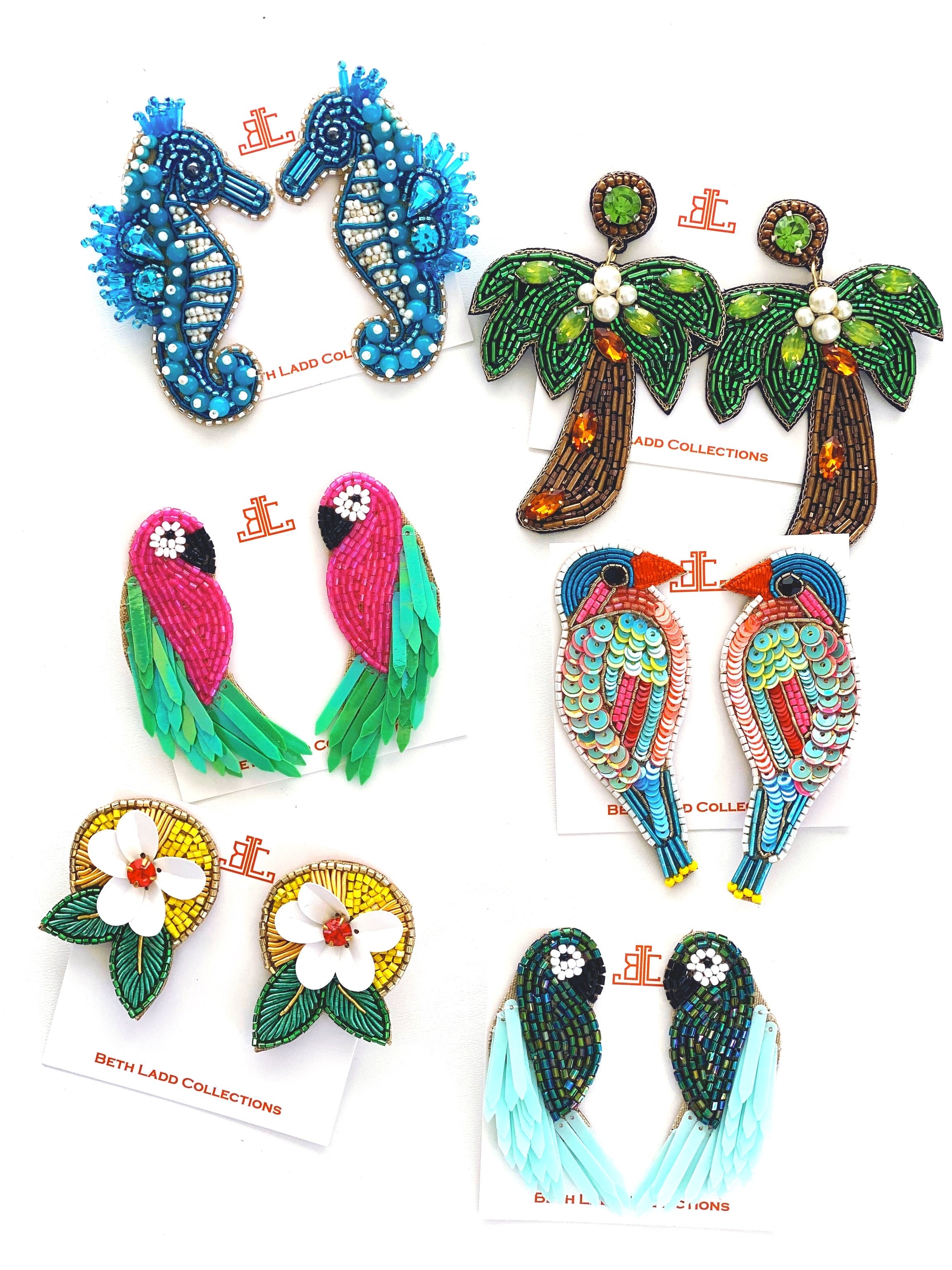 Tropical Bird Earrings in Multi