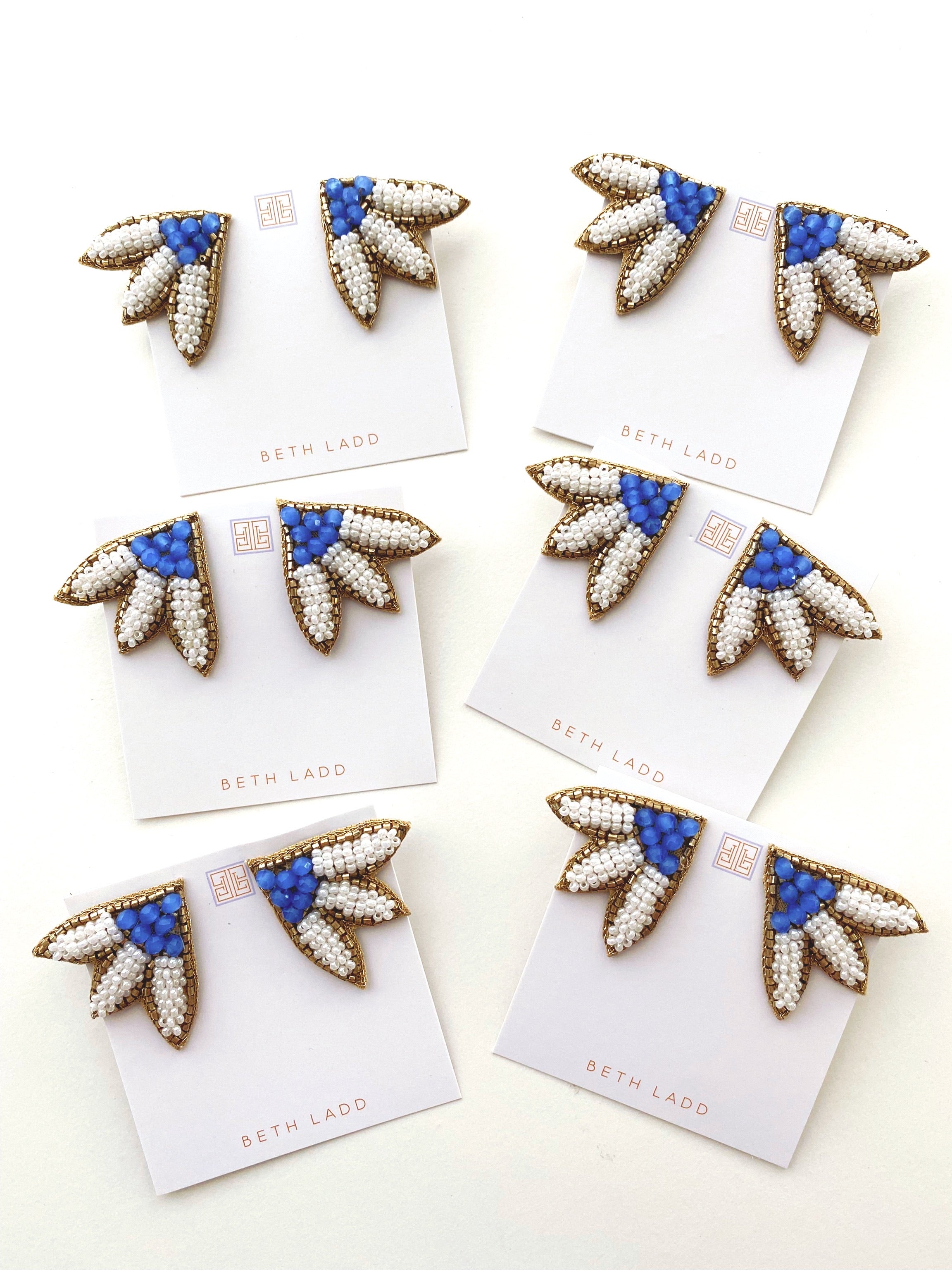 Calypso Studs in White/Blue